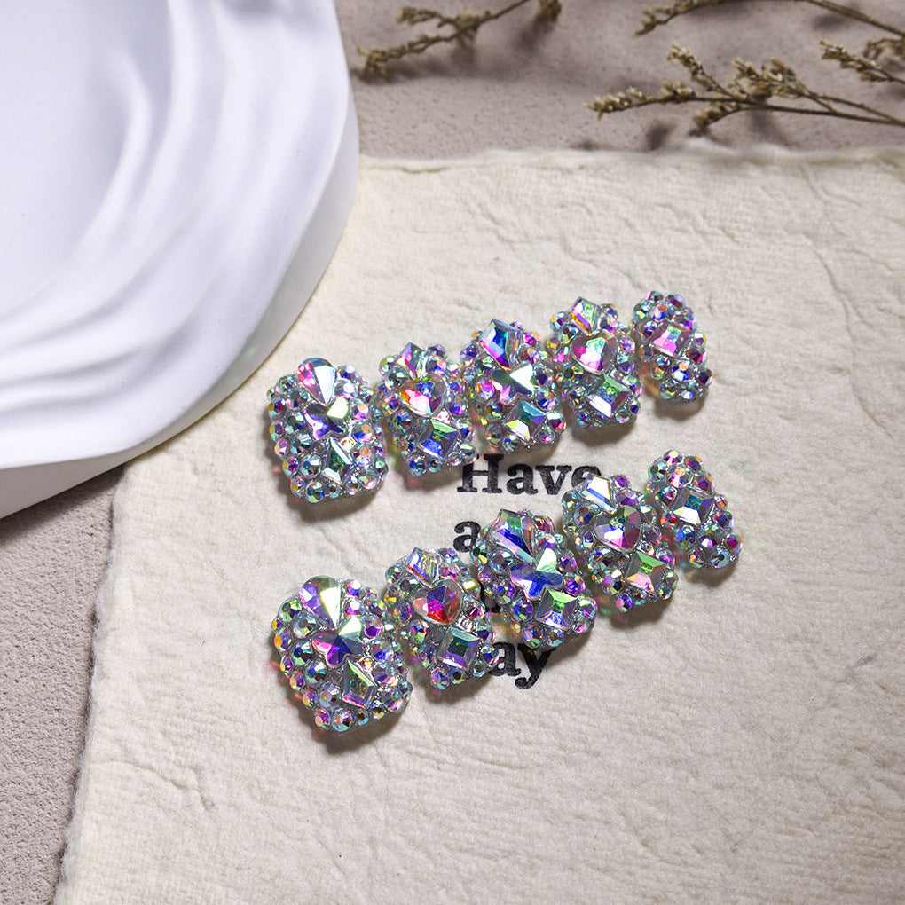 AB Crystal Full Rhinestone Square Press On Nails – Image 5
