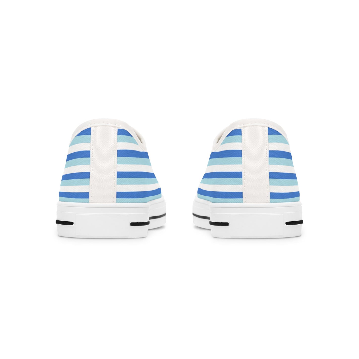 Blue Striped Low Top Sneakers — Casual Canvas Shoes