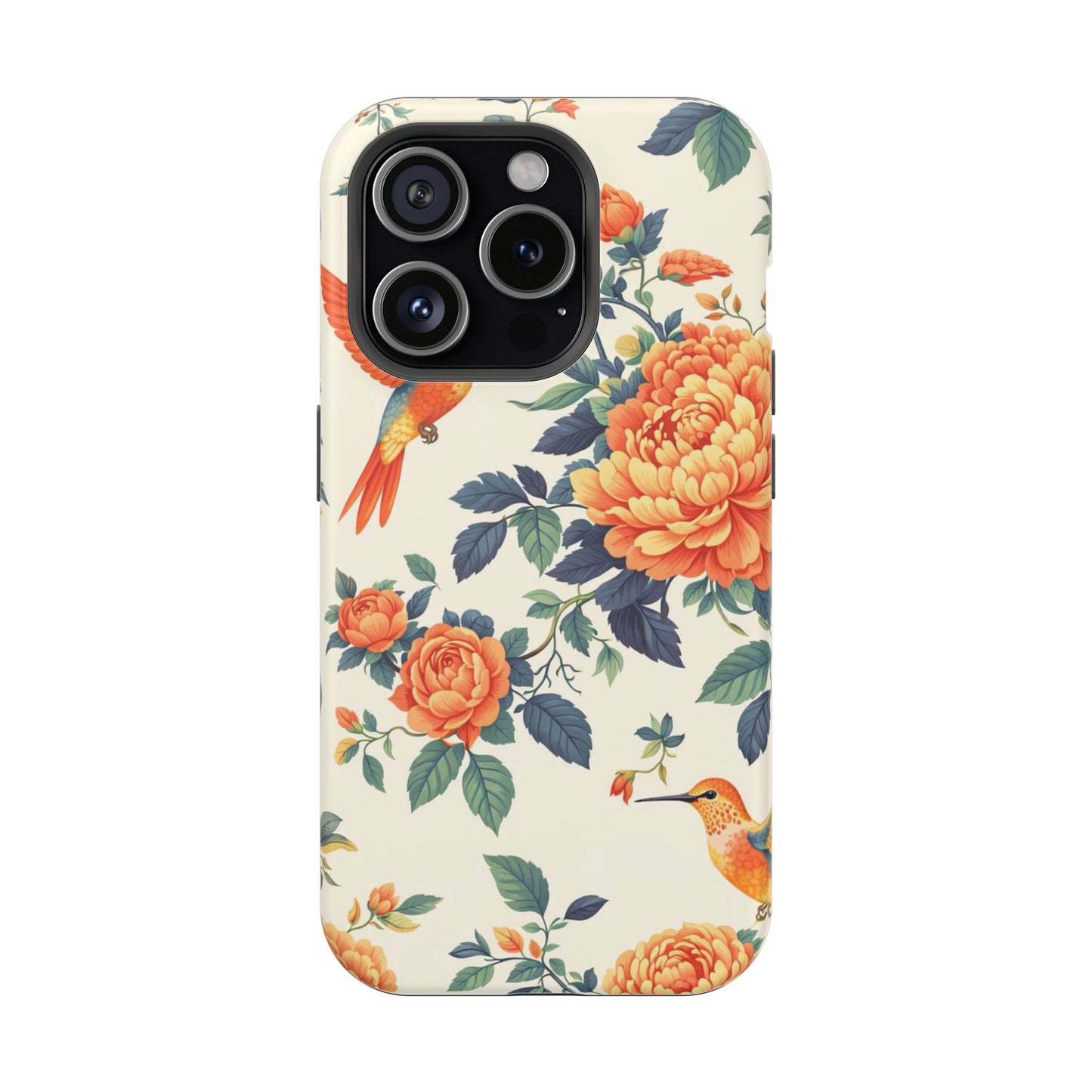 Floral Hummingbird Magnetic Phone Case — Impact-Resistant Protective Cover