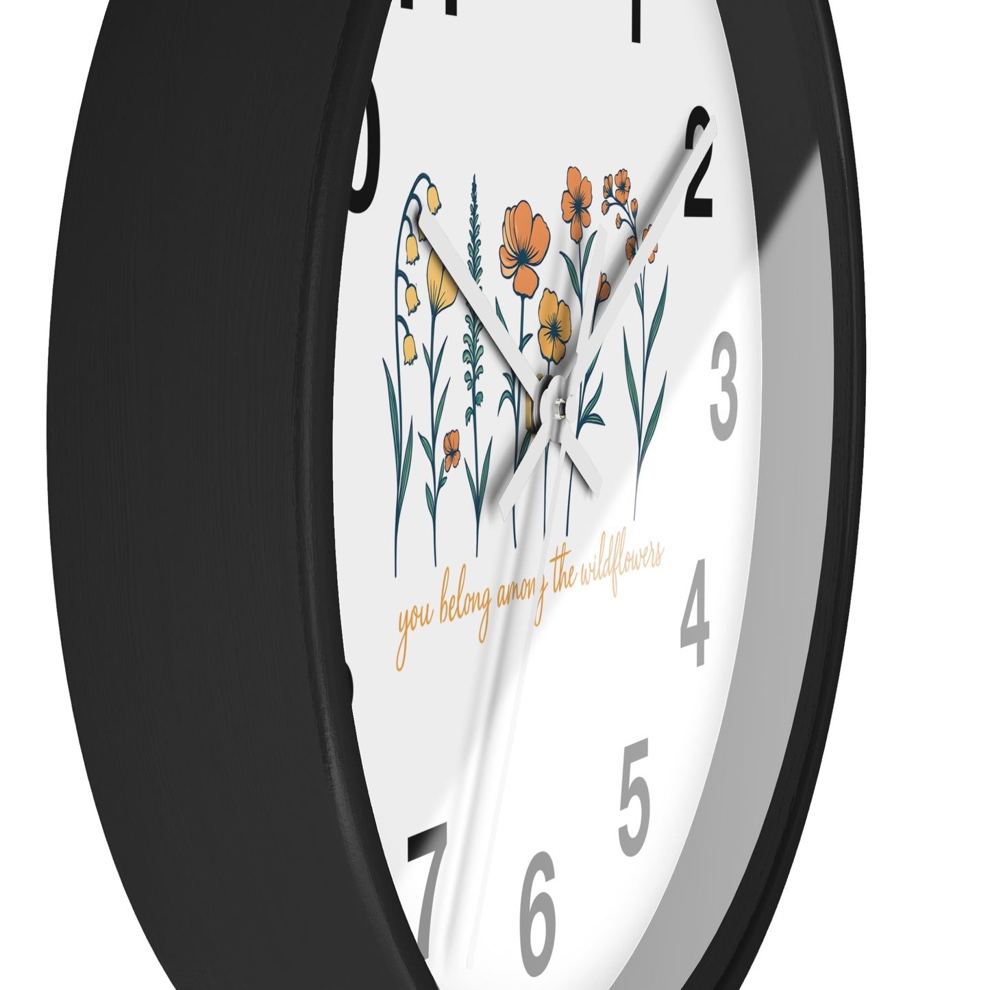 Boho Floral Wall Clock - You Belong Among the Wildflowers, Home Decor, Gift for Nature Lovers, Office Wall Decor, Rustic Style