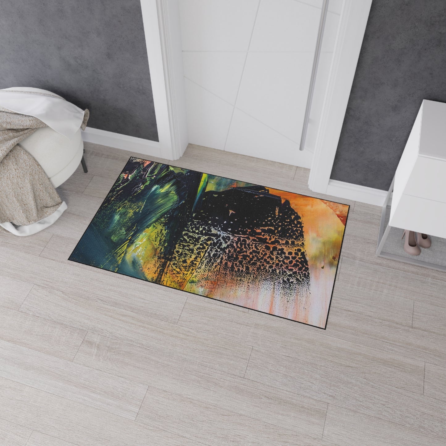 Abstract Art Heavy-Duty Floor Mat — Vibrant Brushstroke Entry Rug