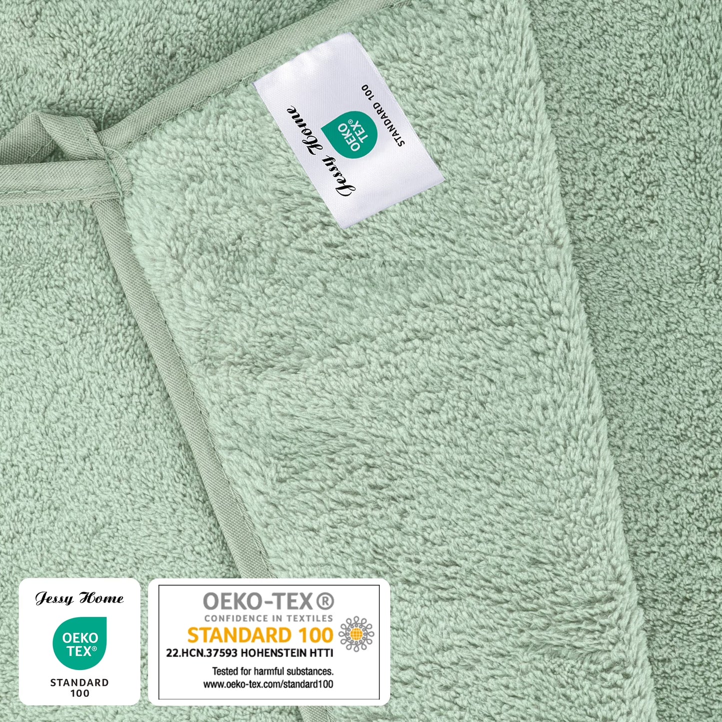 Jessy Home 8 Piece Home Collection Ultra Soft Cozy Towels 700 GSM Light Green Plush Towel Set