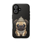 Pug Phone Case – Cute Pug Puppy Illustration on Black Tough Case