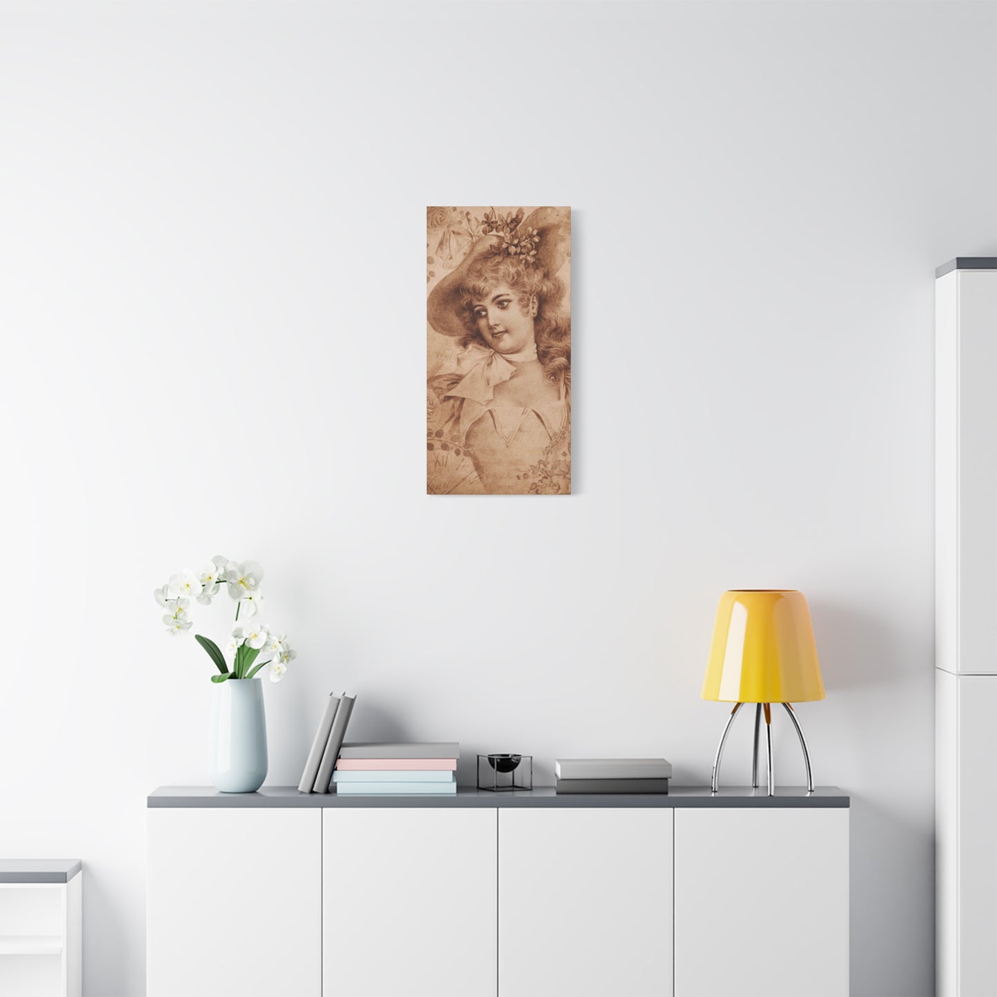 Vintage Sepia Portrait Canvas — Romantic Victorian Lady Matte Wall Art