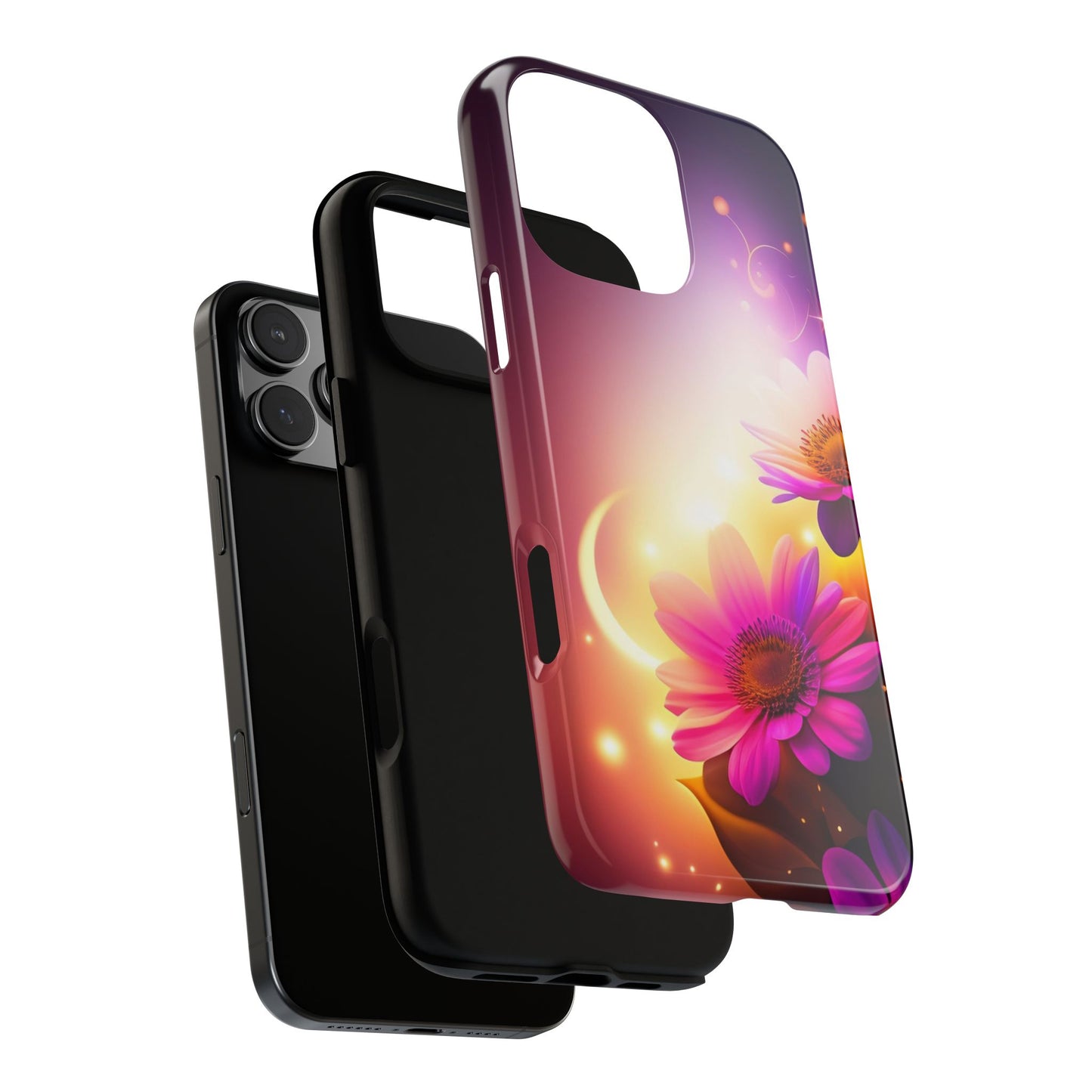 Floral Moonlight Phone Case – Purple Daisy Protective Cover