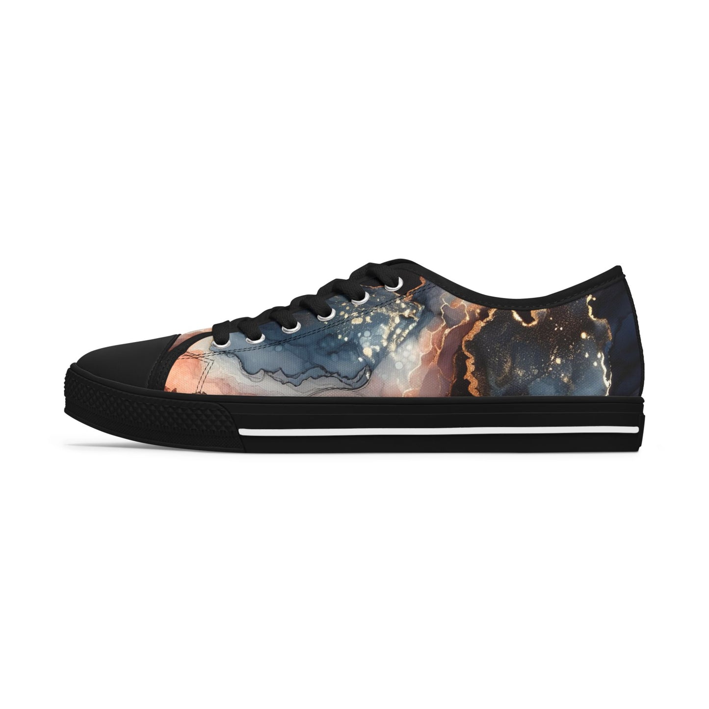 Abstract Marble-Print Low Top Sneakers — Women's Artistic Casual Shoes