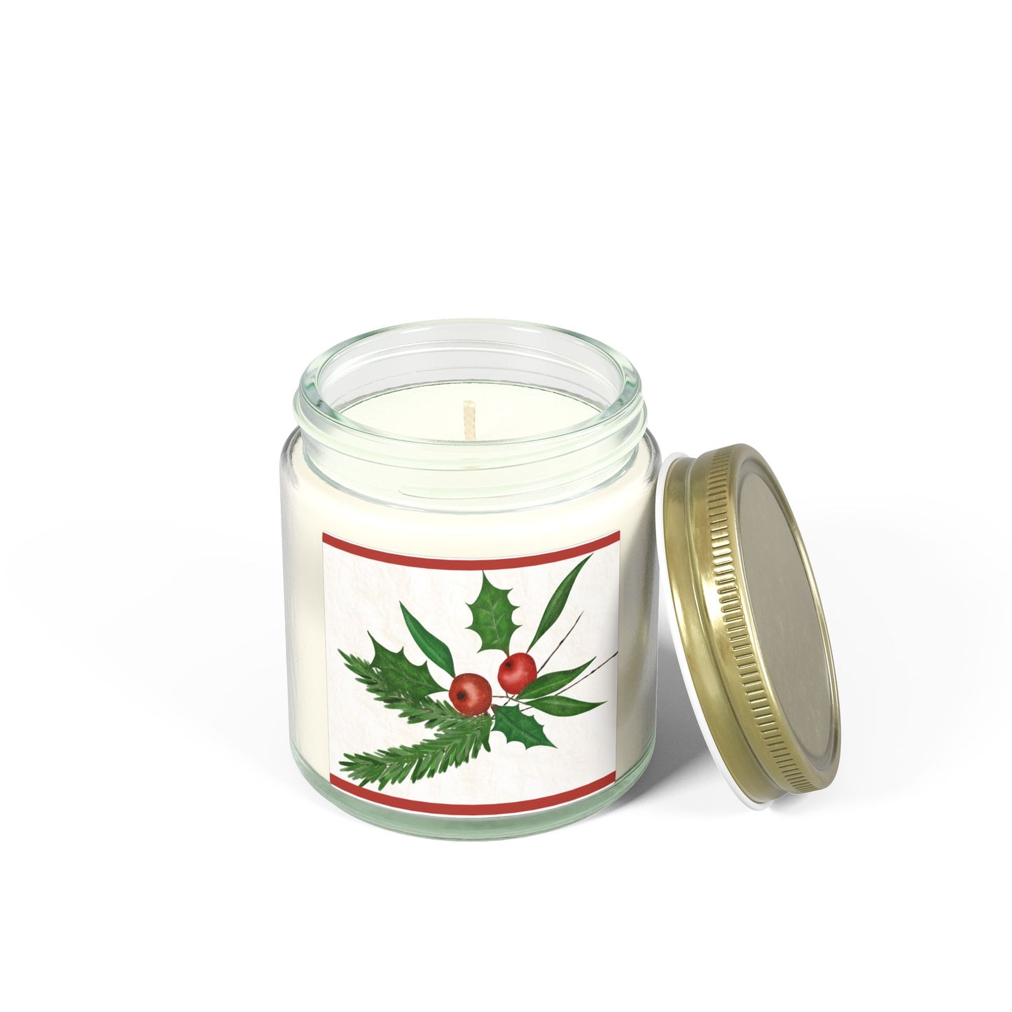 Holiday Holly Scented Candle (Coconut Apricot Wax)
