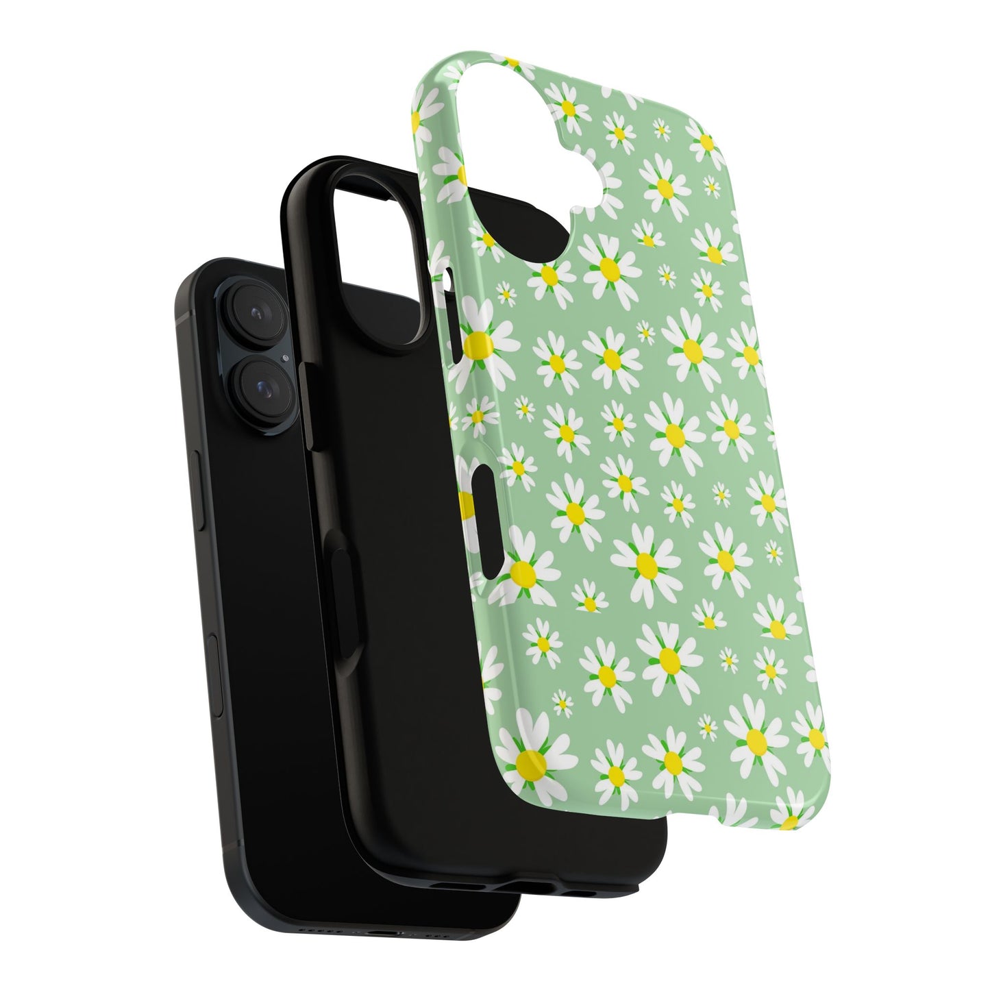 Daisy Phone Case, Tough Phone Cover, Floral iPhone Case, Cute Green Case, Spring Vibes, Girls Gifts
