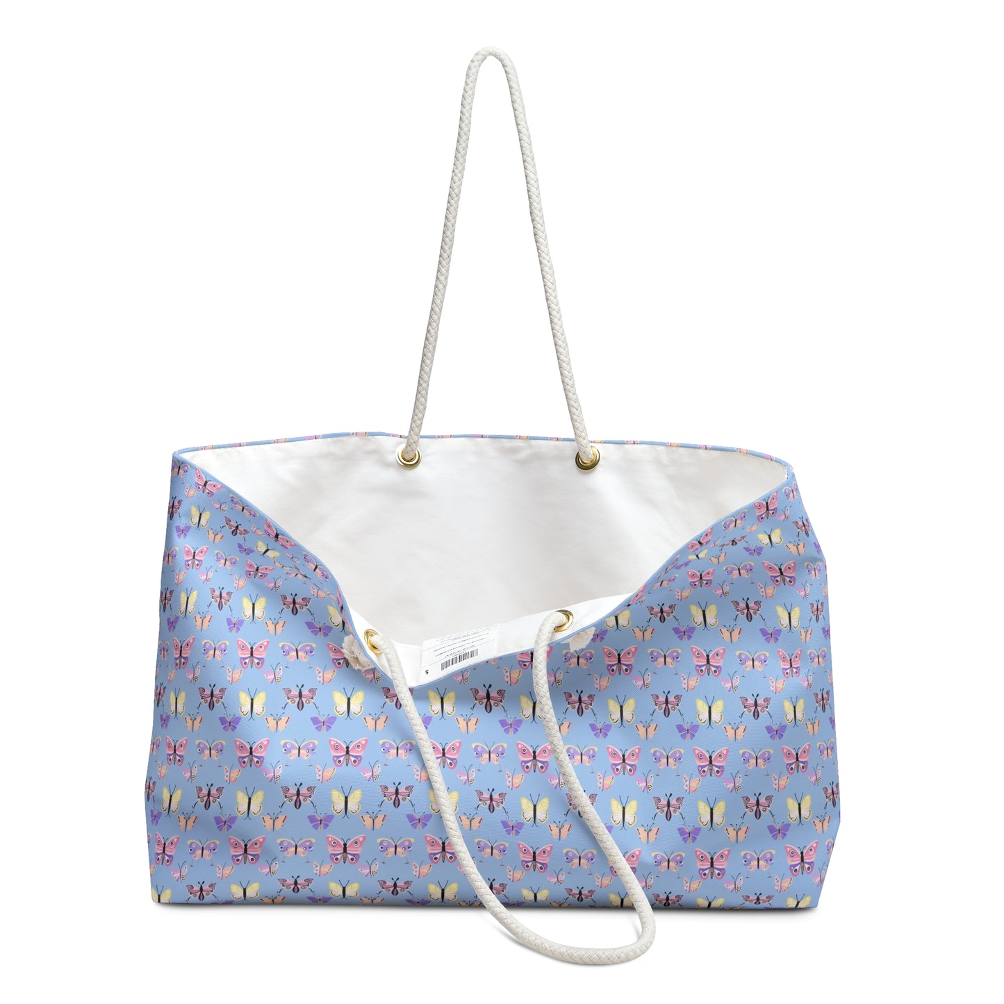 Blue Butterfly Pattern Weekender Bag — Lightweight Travel Tote for Beach & Weekend Getaways