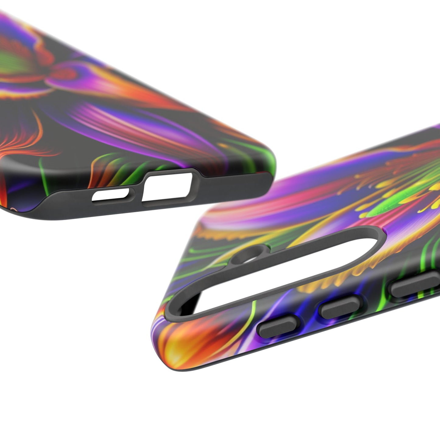 Floral Neon Tough Phone Case — Vivid Purple & Orange Lily Protective Cover