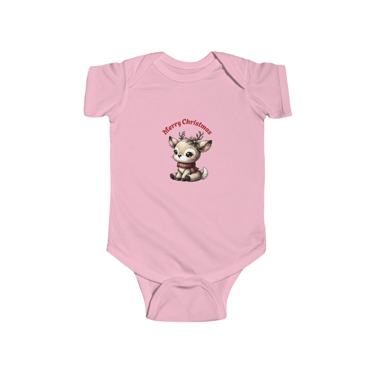 Infant Christmas Reindeer Bodysuit — "Merry Christmas" Baby Onesie