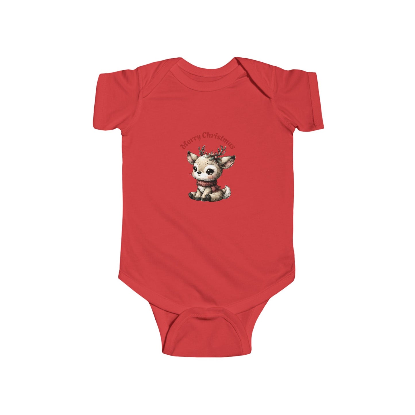 Infant Christmas Reindeer Bodysuit — "Merry Christmas" Baby Onesie