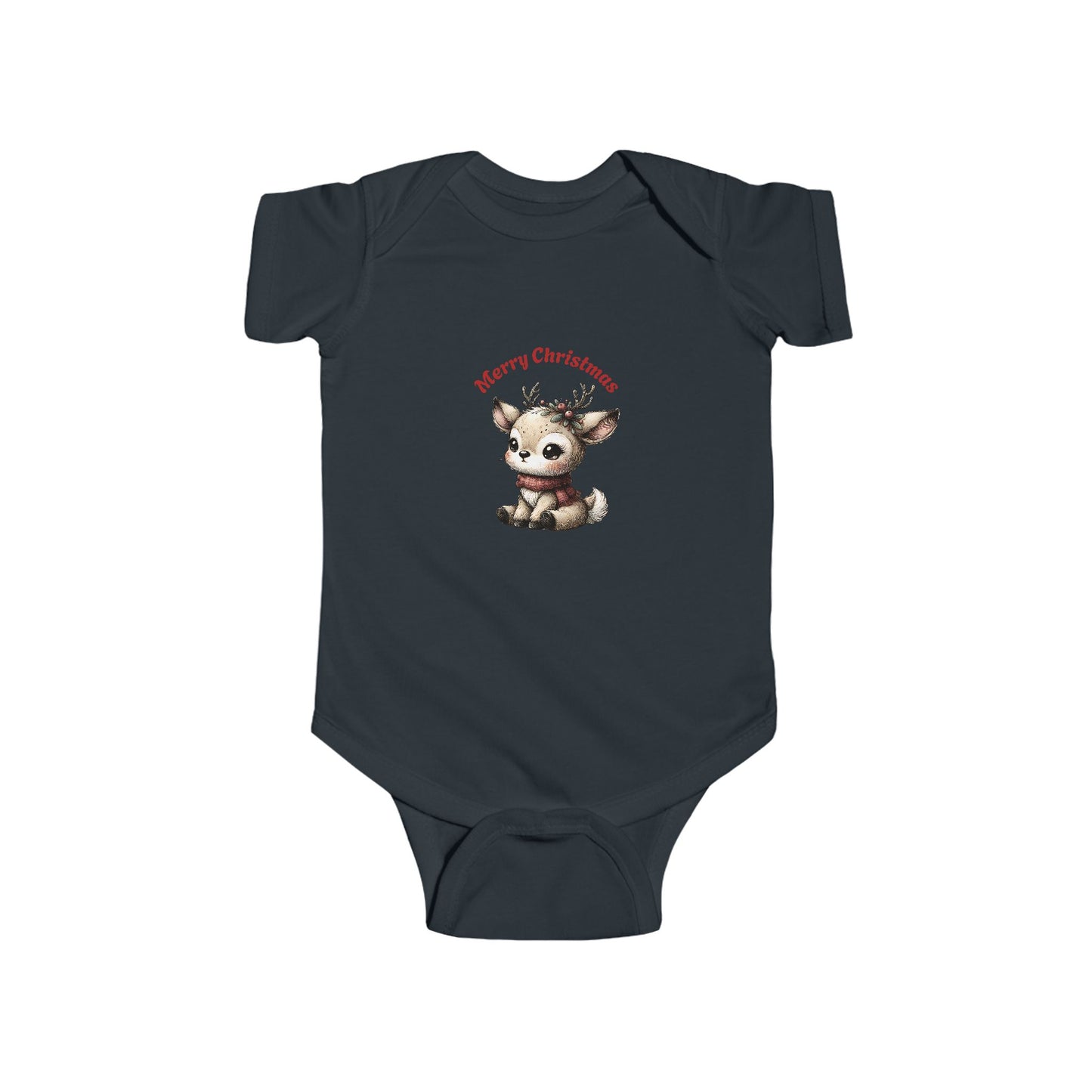 Infant Christmas Reindeer Bodysuit — "Merry Christmas" Baby Onesie
