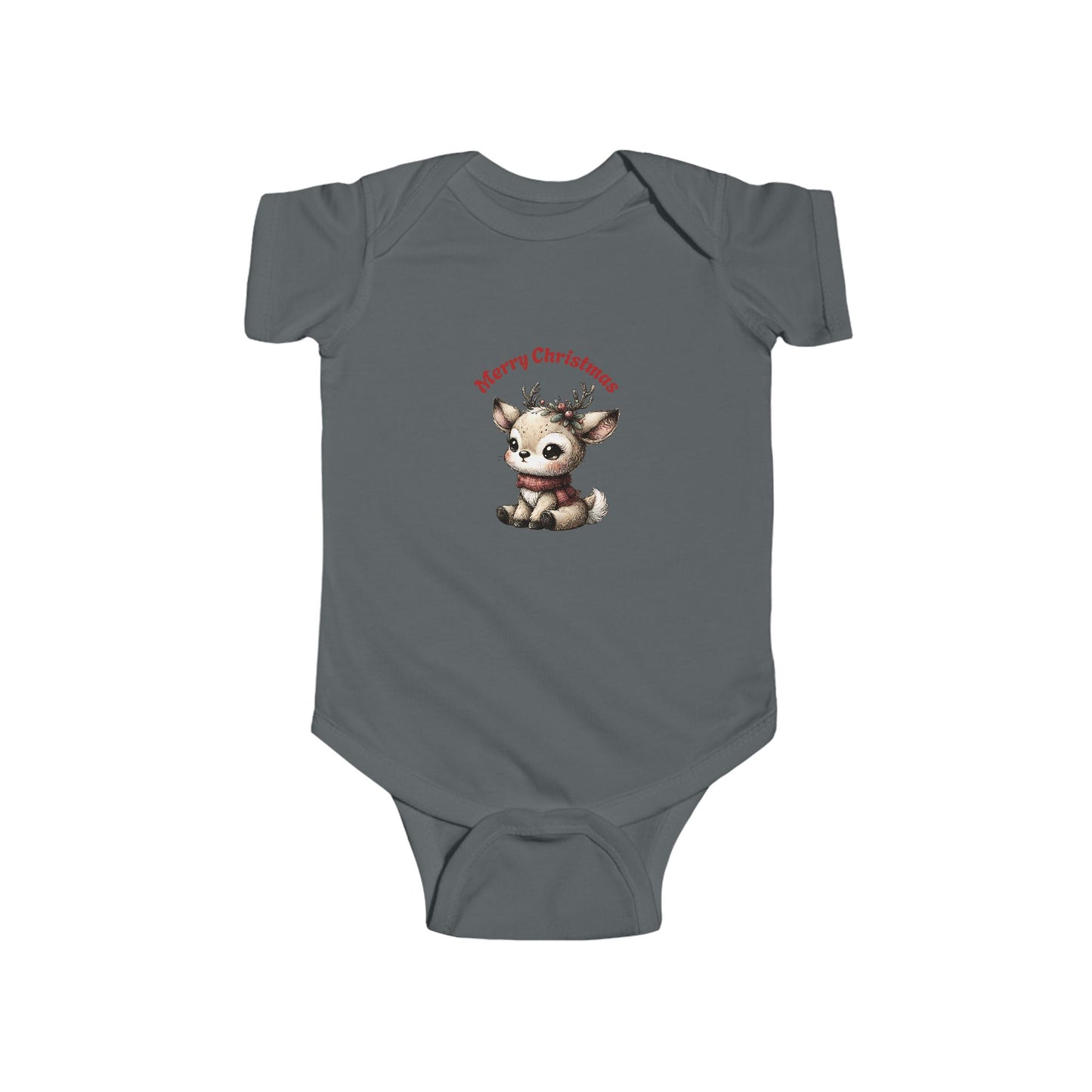 Infant Christmas Reindeer Bodysuit — "Merry Christmas" Baby Onesie