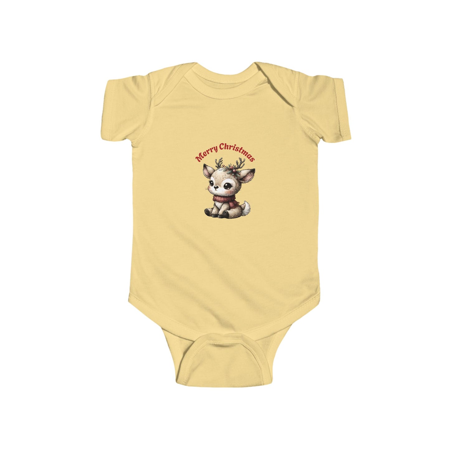 Infant Christmas Reindeer Bodysuit — "Merry Christmas" Baby Onesie