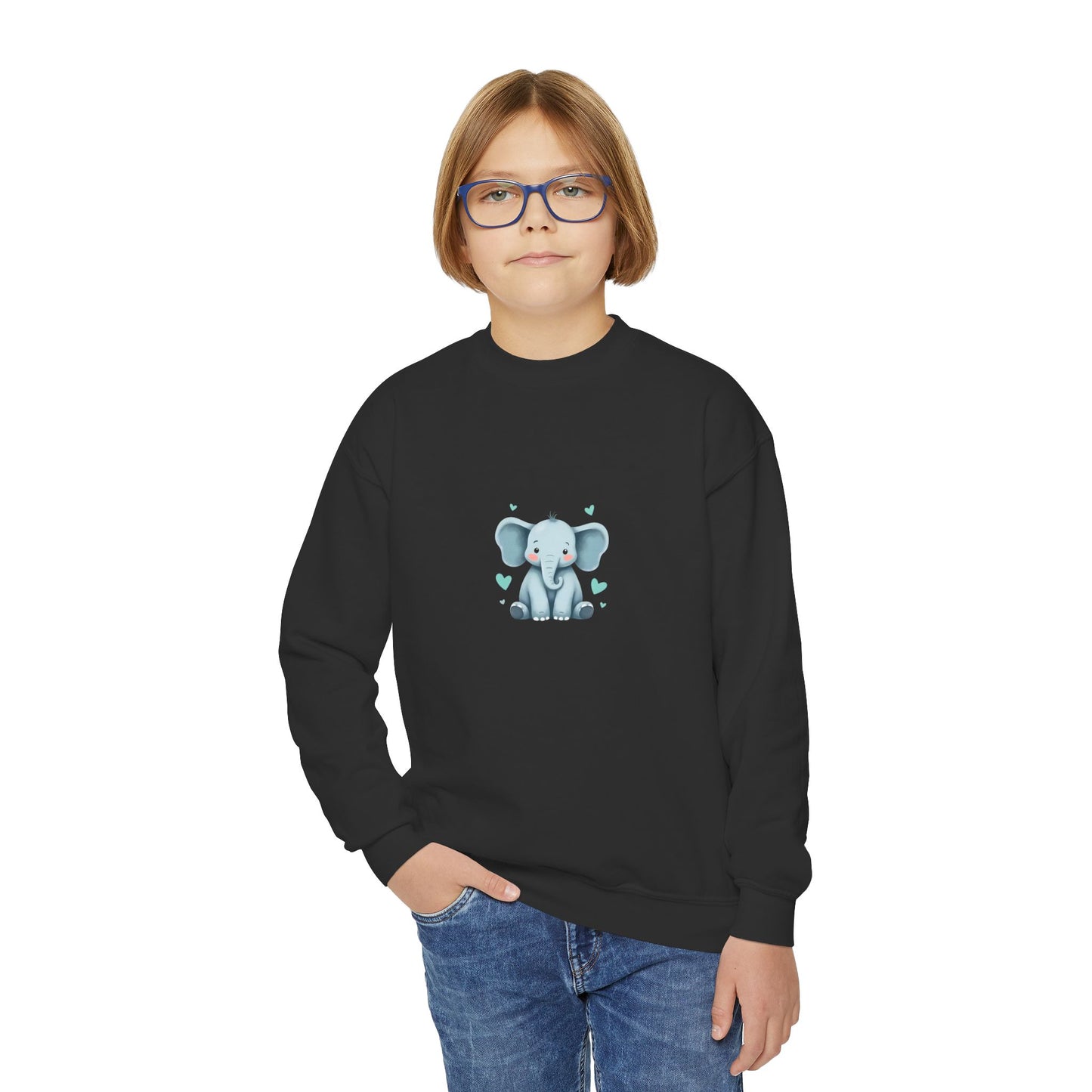 Adorable Elephant Youth Crewneck Sweatshirt