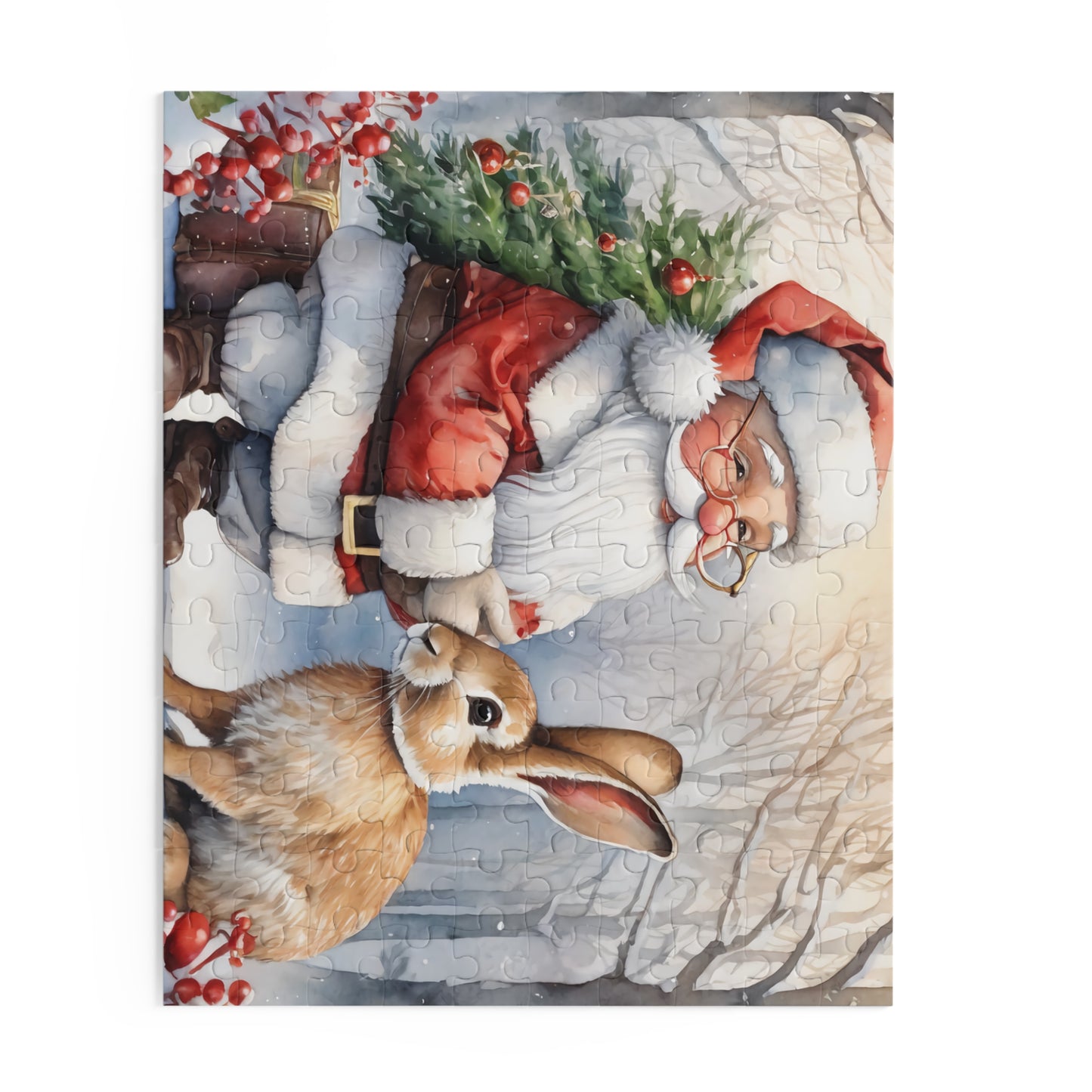 Christmas Puzzle Featuring Santa and Bunny