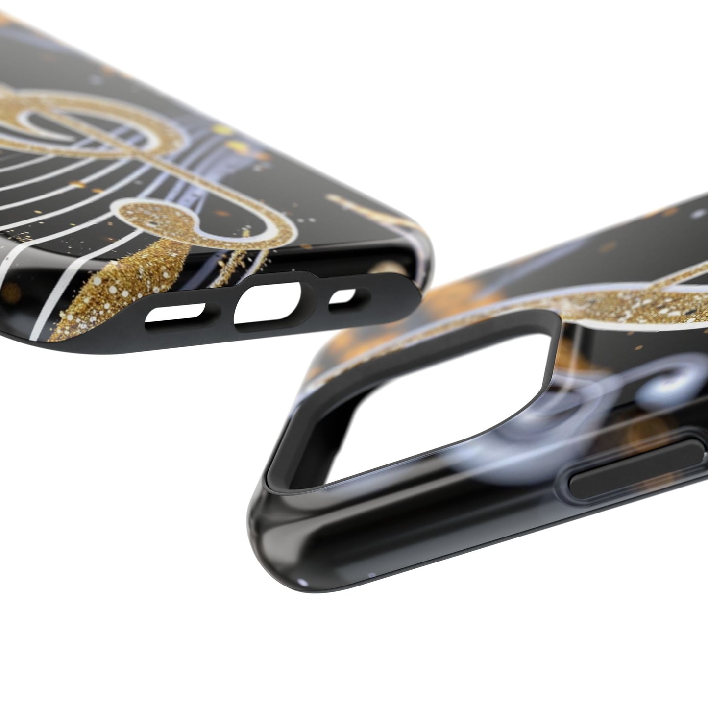 Music Notes Magnetic Impact-Resistant Phone Case — Gold Treble Clef Design