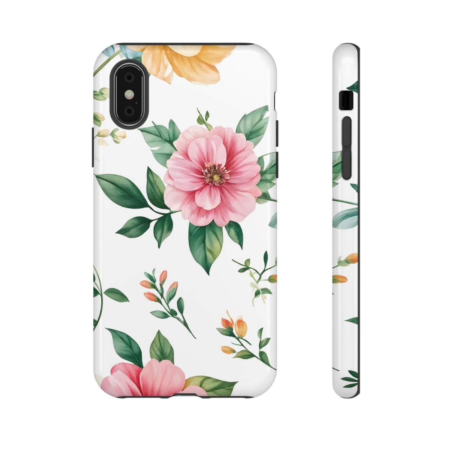 Floral Tough Phone Case — Pink Peony Protective Phone Cover