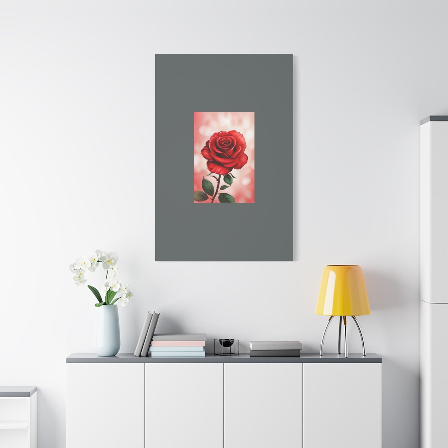 Red Rose Vertical Matte Canvas Print — Romantic Floral Wall Art