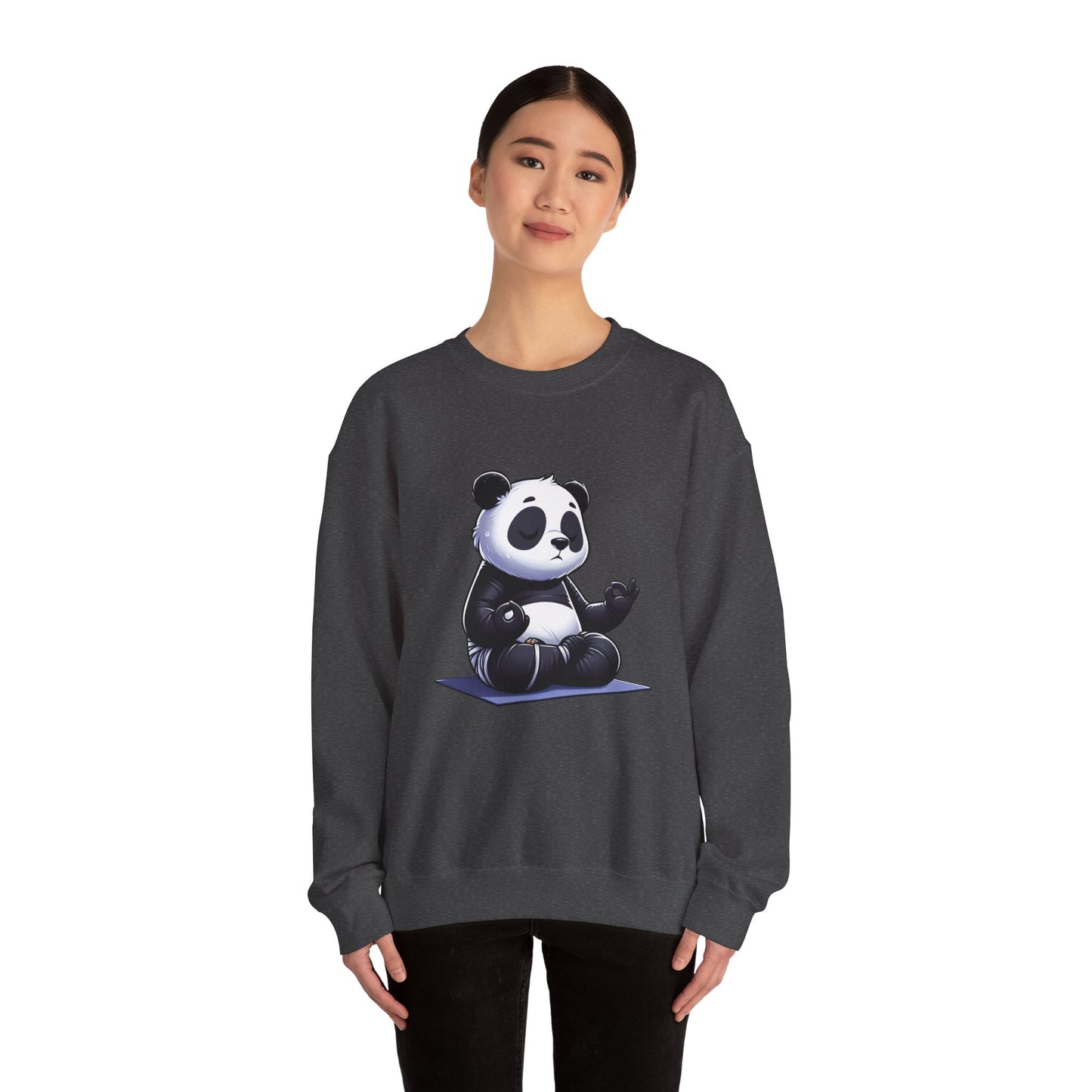Crewneck Sweatshirt — Meditating Panda Graphic Cozy Pullover