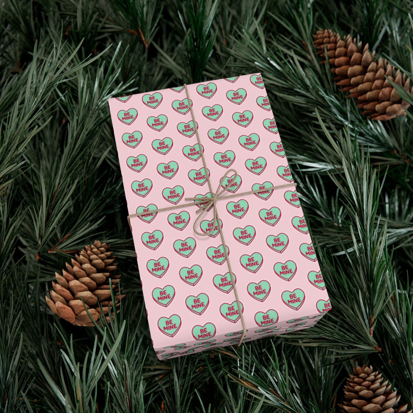 Valentine 'Be Mine' Heart Gift Wrap Paper – Pink Romantic Wrapping Sheets