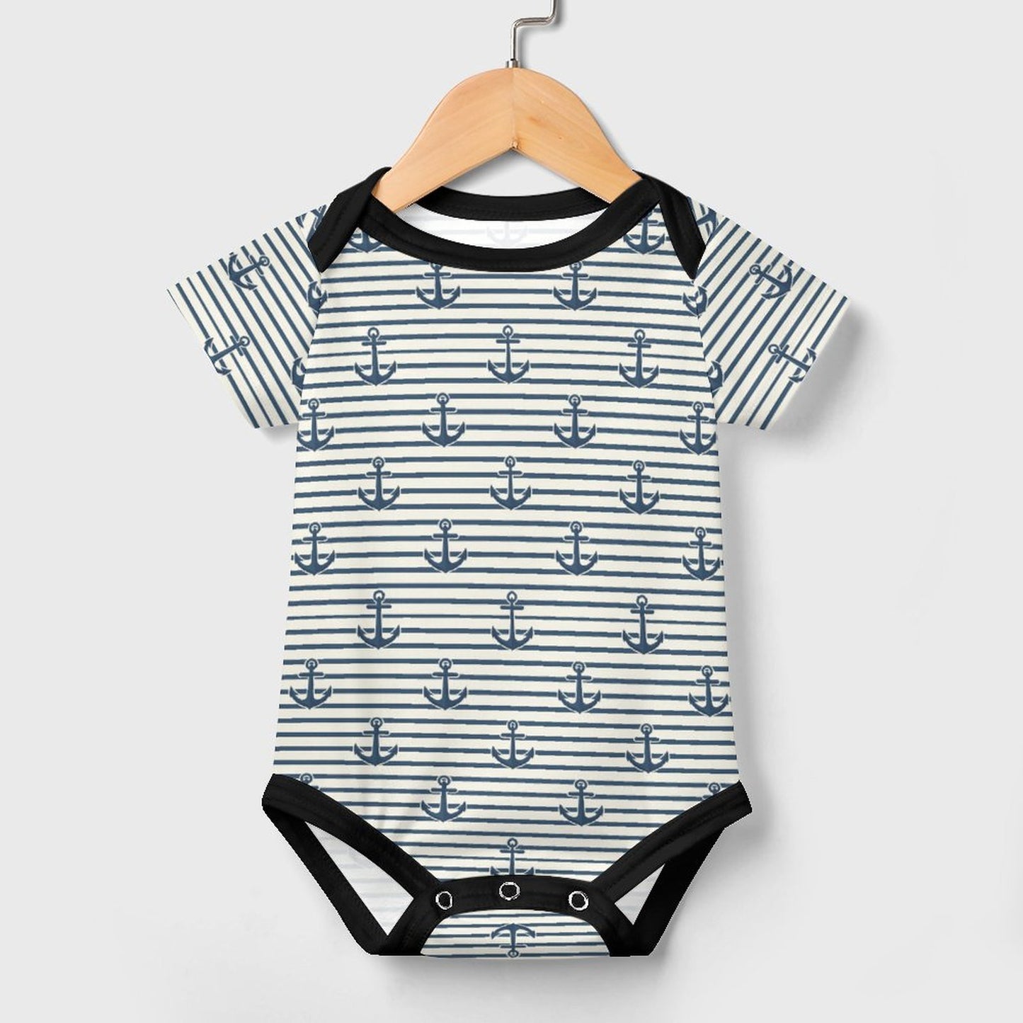 Faux Cotton Short Sleeve Baby Romper Anchors