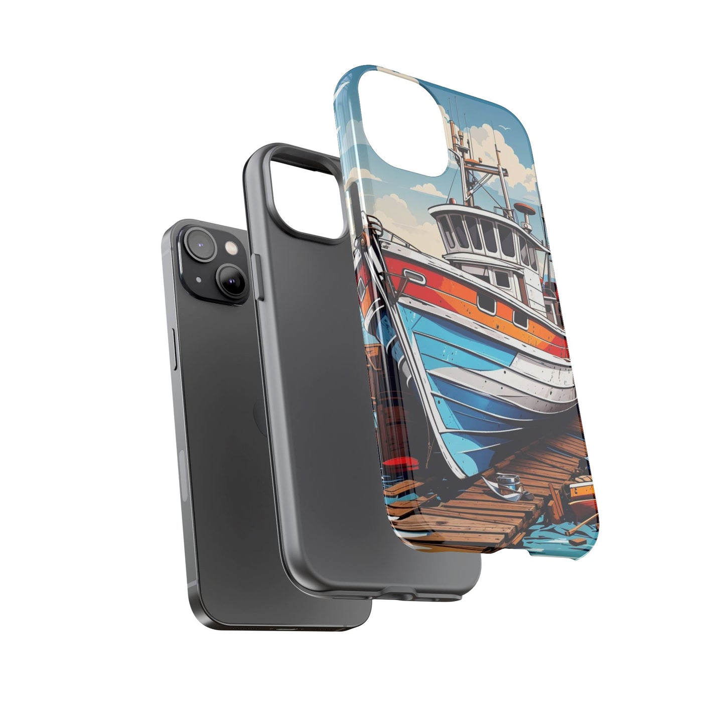 Colorful Fishing Boat Phone Case | Nautical Gift, Marine Design, Coastal Aesthetic, Summer Vibes, Sea Lover's Accessory