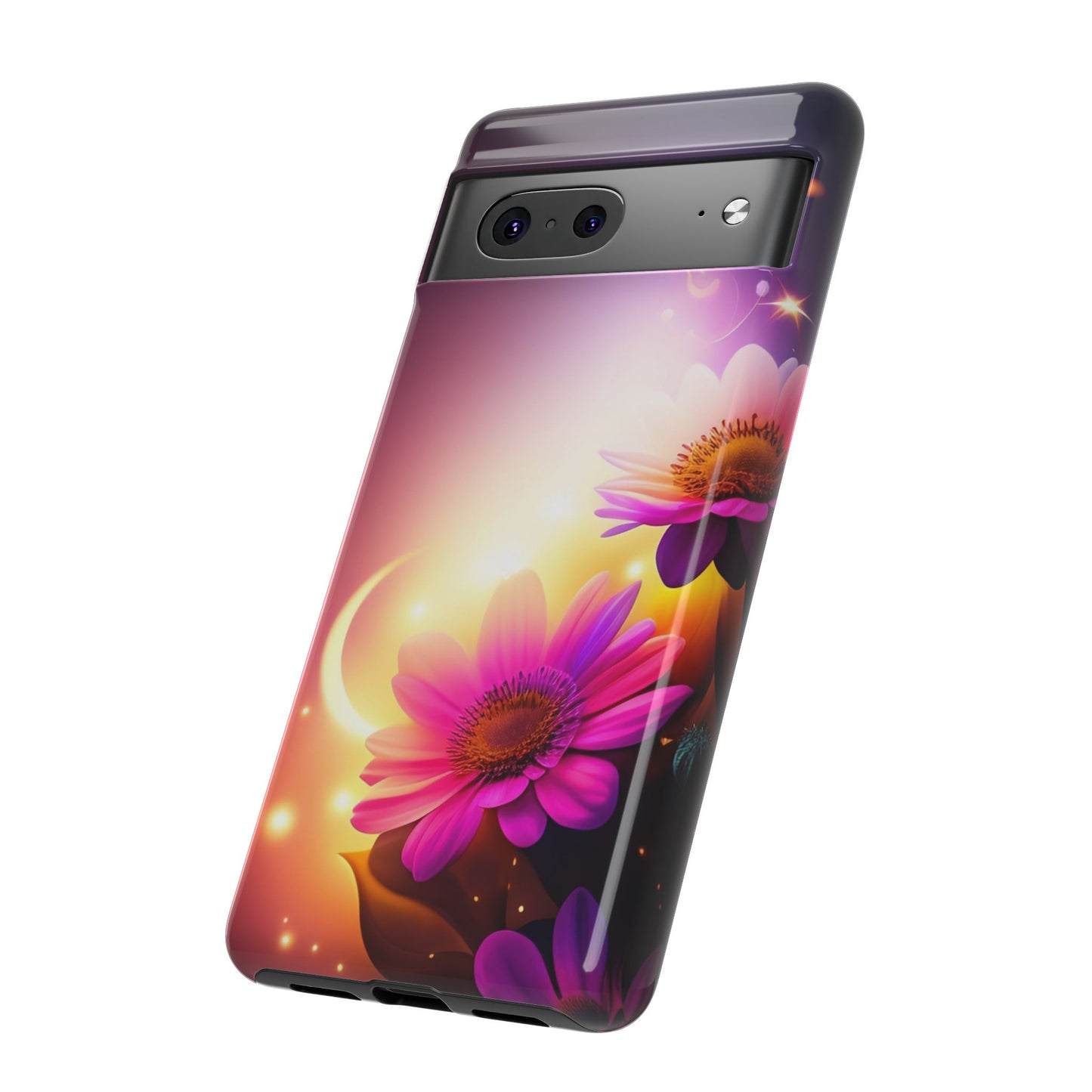 Floral Moonlight Phone Case – Purple Daisy Protective Cover