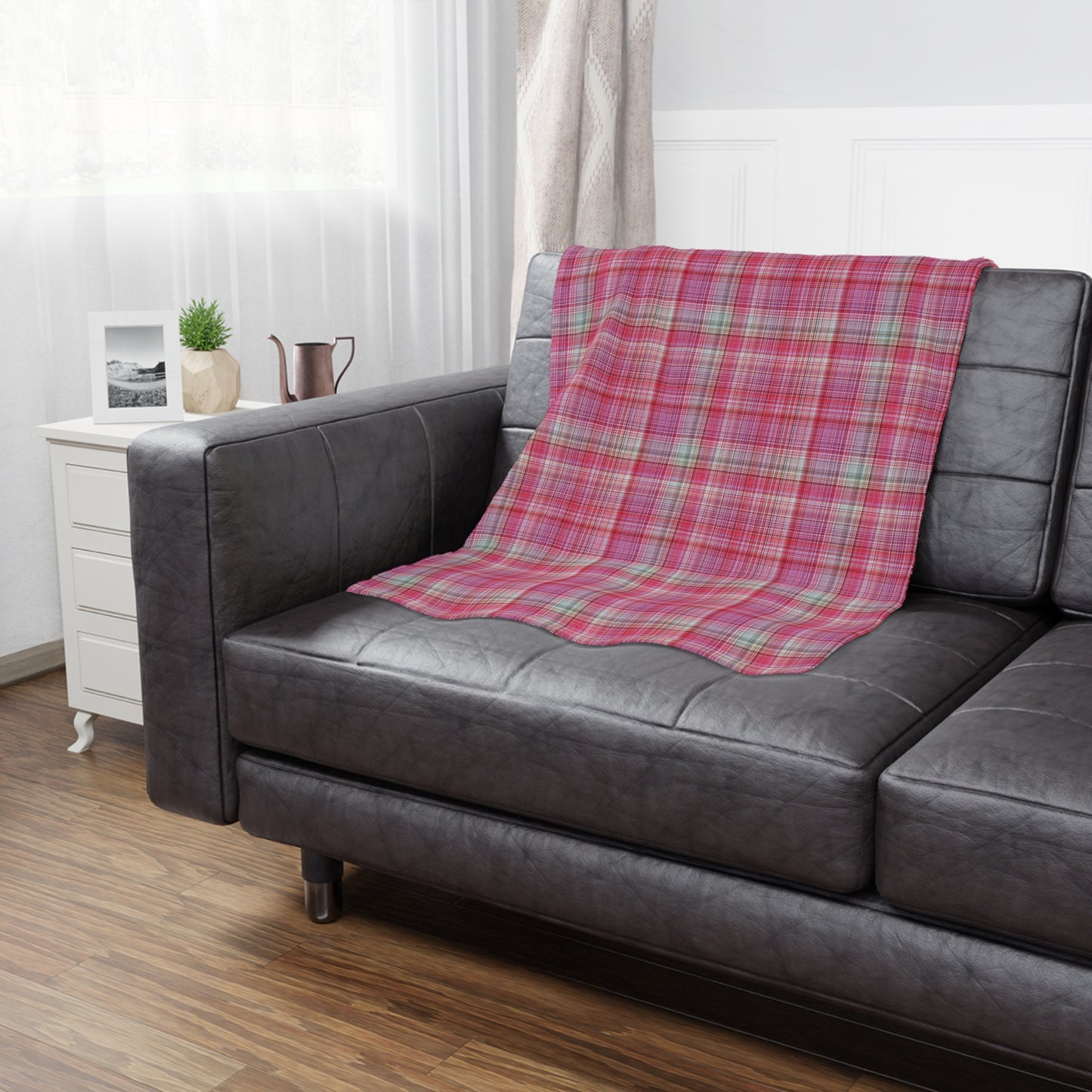 Pink Plaid Minky Blanket - Soft Cozy Throw for Home & Nursery