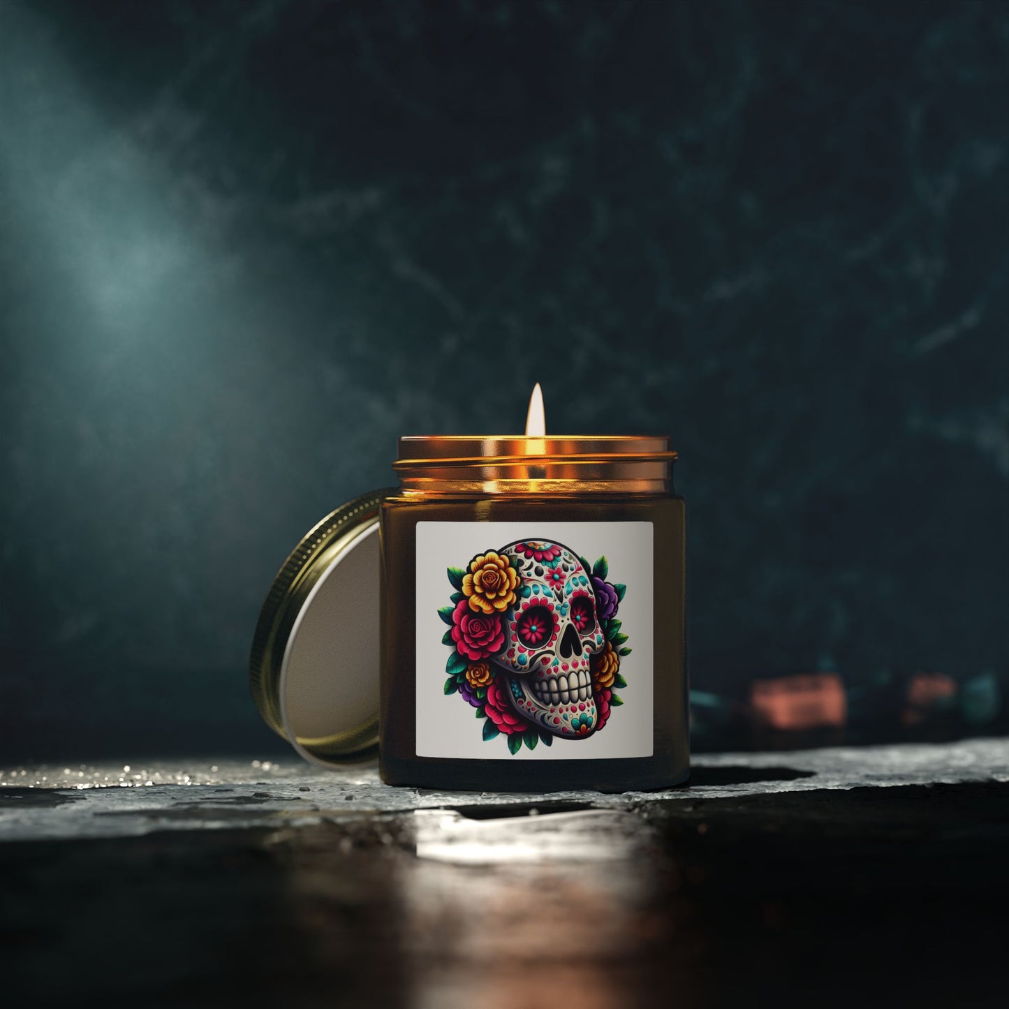 Day of the Dead Coconut Apricot Scented Candle (4oz & 9oz)