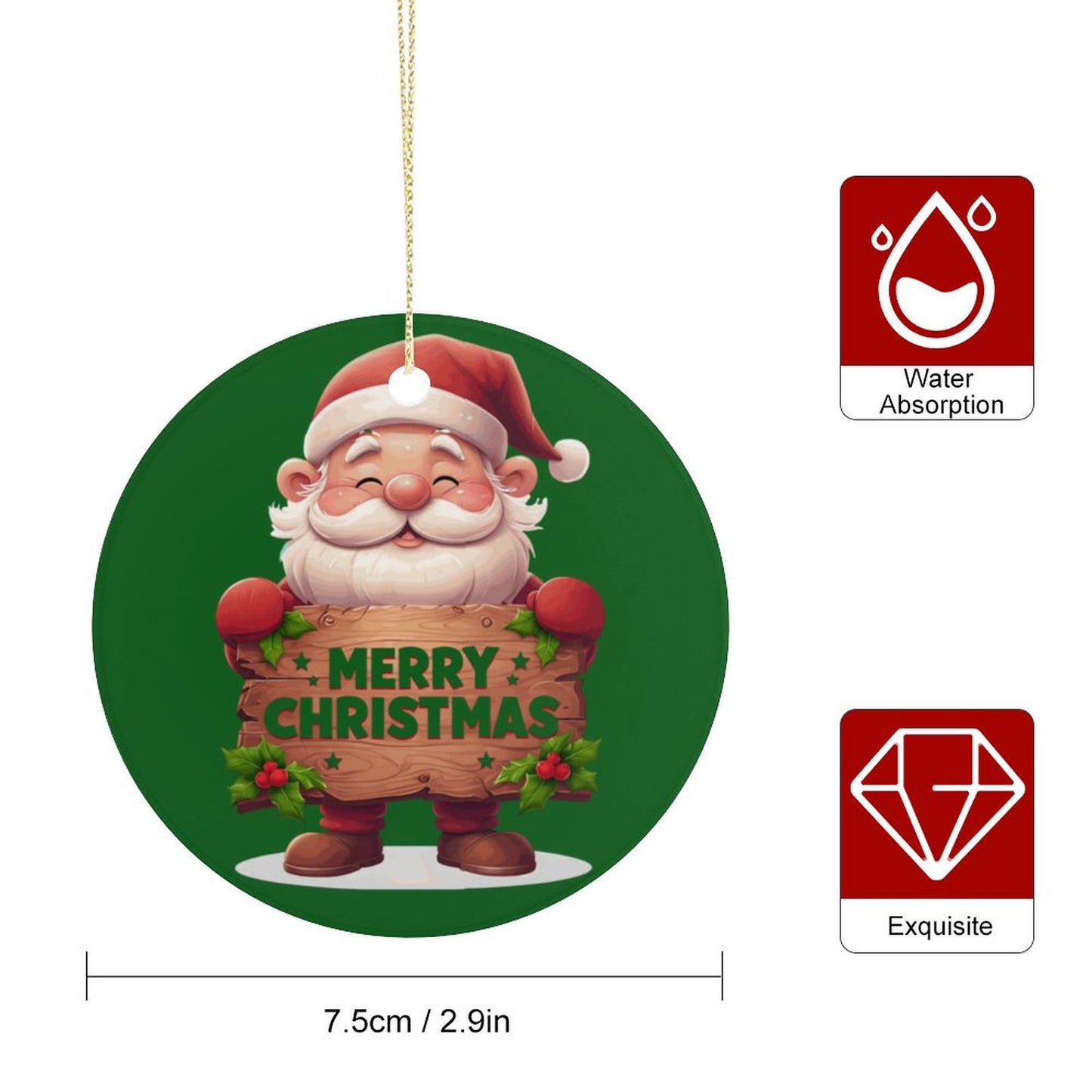 Round Ceramic Christmas Decorations (Matte Surface)