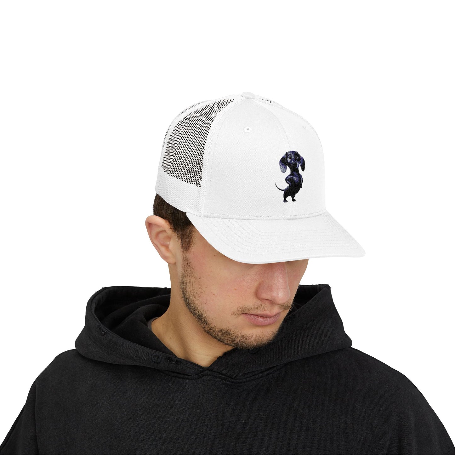 Dachshund Galaxy Trucker Cap – Embroidered Space Sausage Dog Snapback