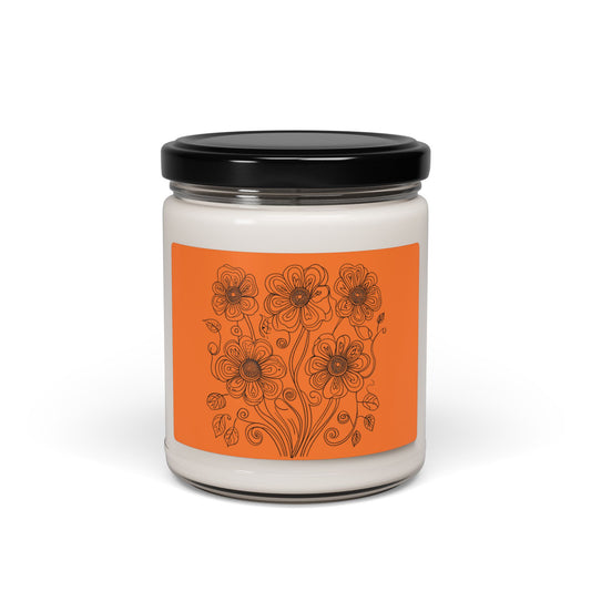 Floral Amber Soy Candle — 9oz Scented Jar (Hand-Poured, Cozy Autumn Vibe)