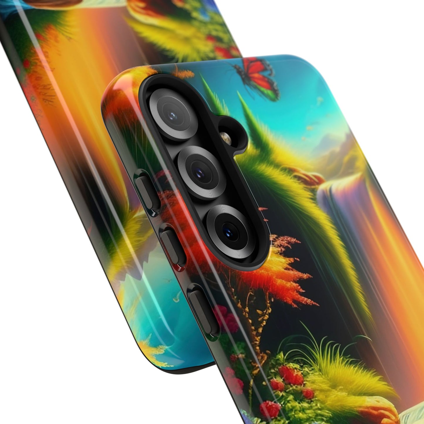 Phone Case - Vibrant Waterfall Landscape with Butterfly | Colorful Nature Protective Case