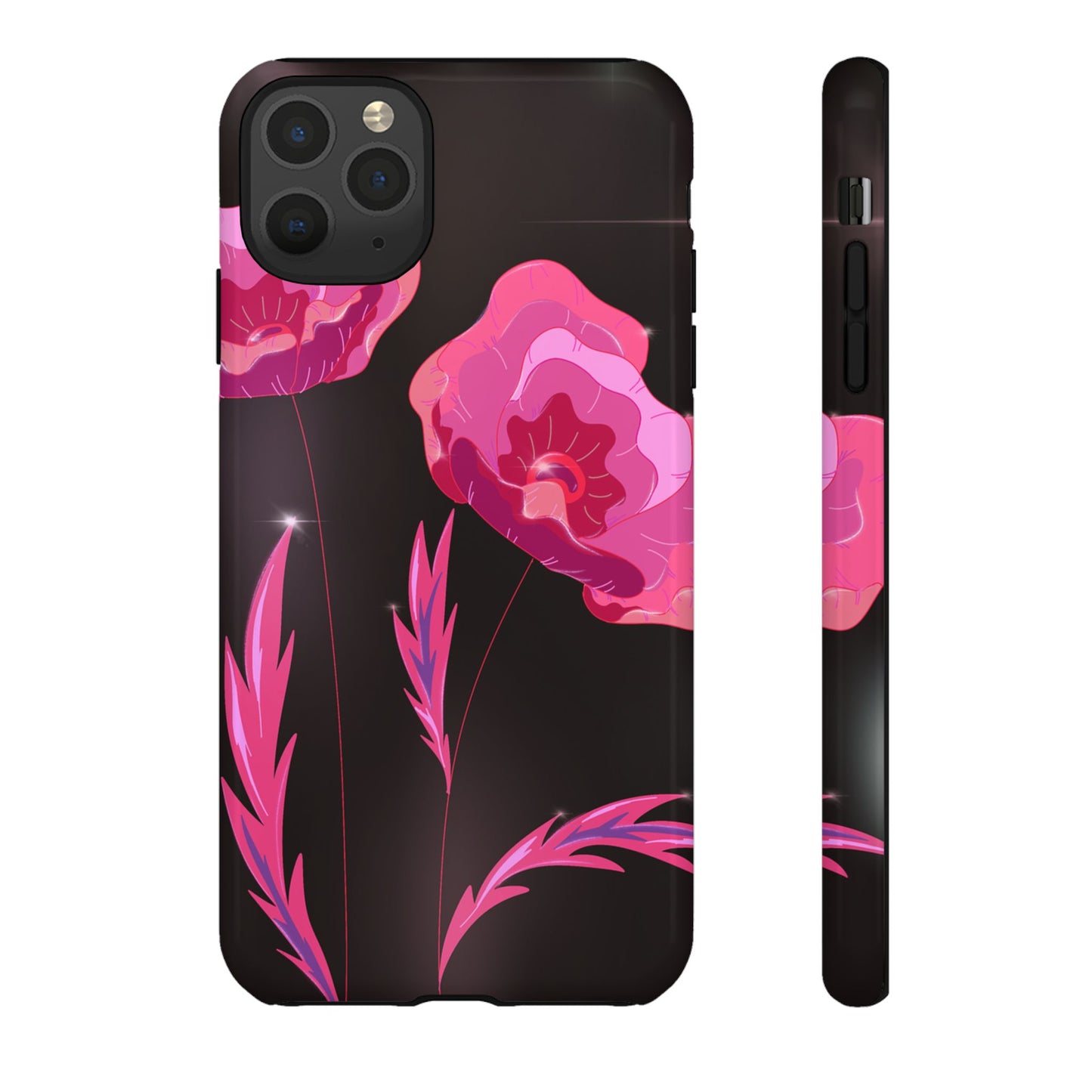 Floral iPhone Case | Tough Cases with Pink Poppy Design, Elegant Flower Phone Cover, Gift for Her, Spring Accessories, Chic Tech