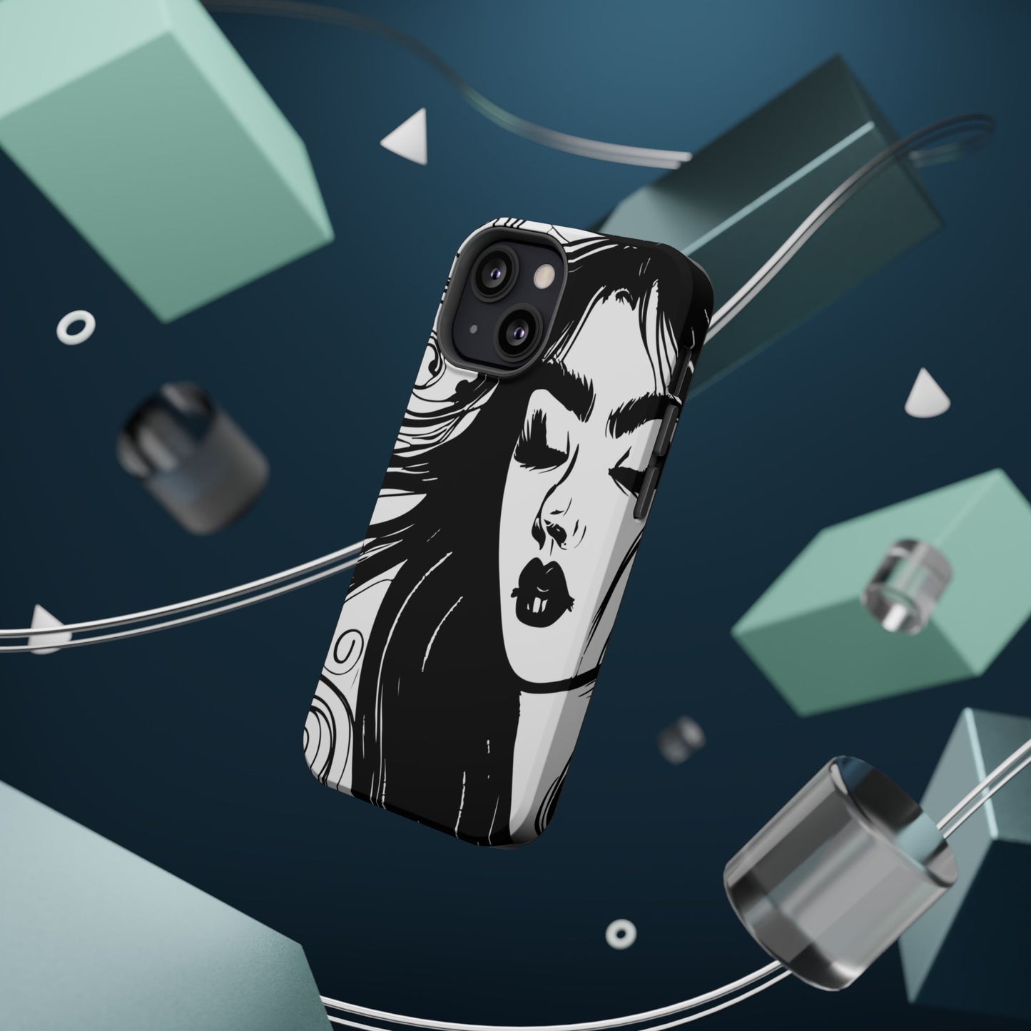 Artistic Black & White Portrait Phone Case — Magnetic Impact-Resistant