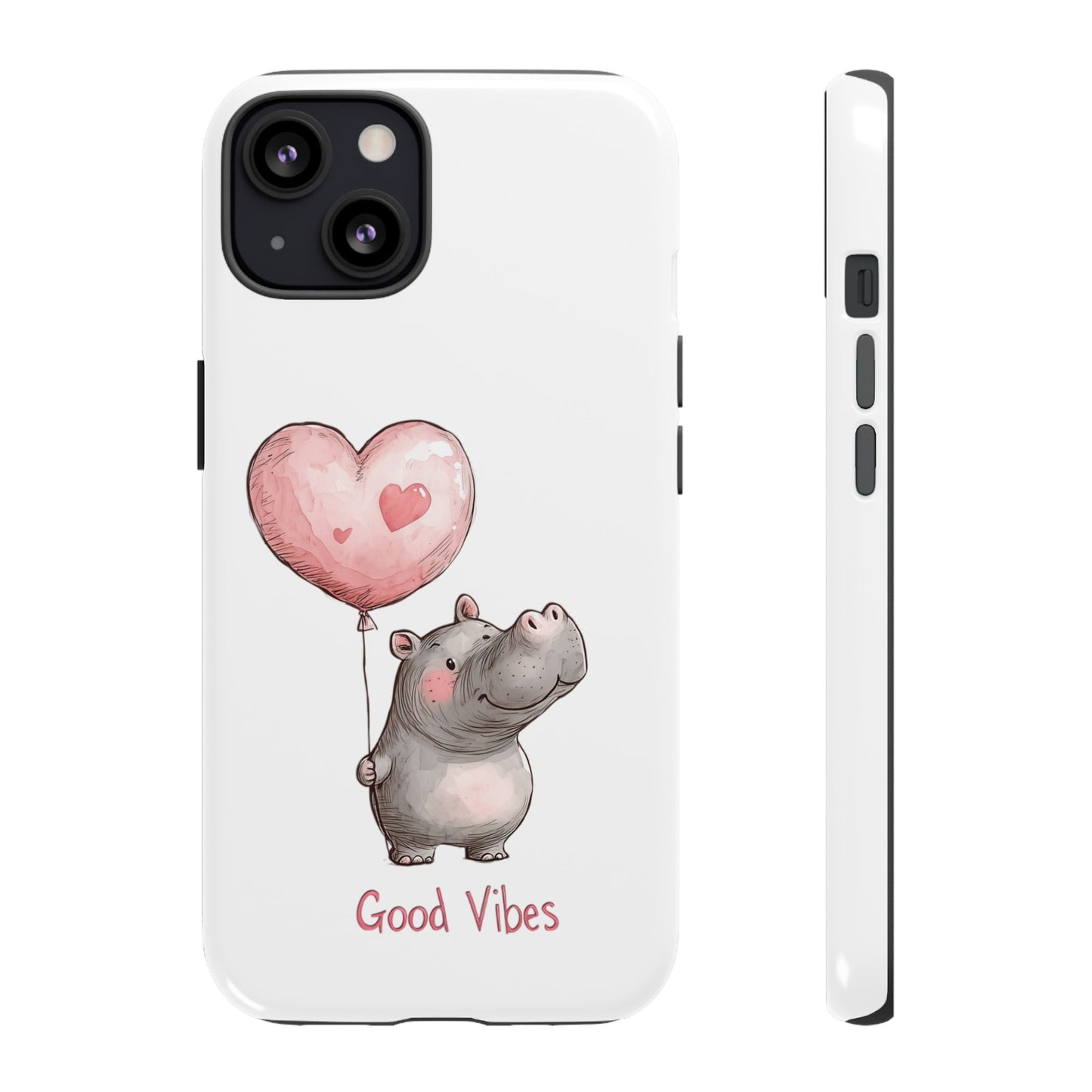 Cute Hippo Phone Case - Good Vibes Design, Animal Lover Gift, Fun Accessory, Birthday Present, Phone Accessories