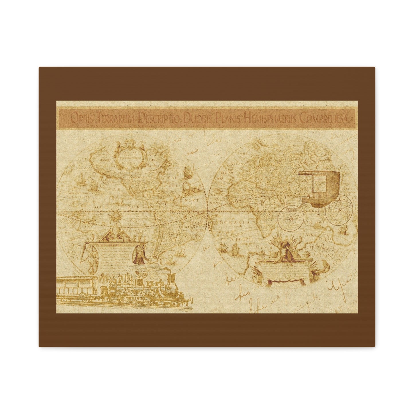 Vintage World Map Canvas Print — Matte Stretched Wall Art