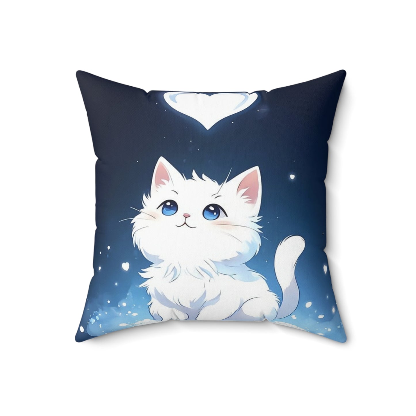 Cute White Kitten Throw Pillow — Adorable Cat Decor for Bedroom & Nursery
