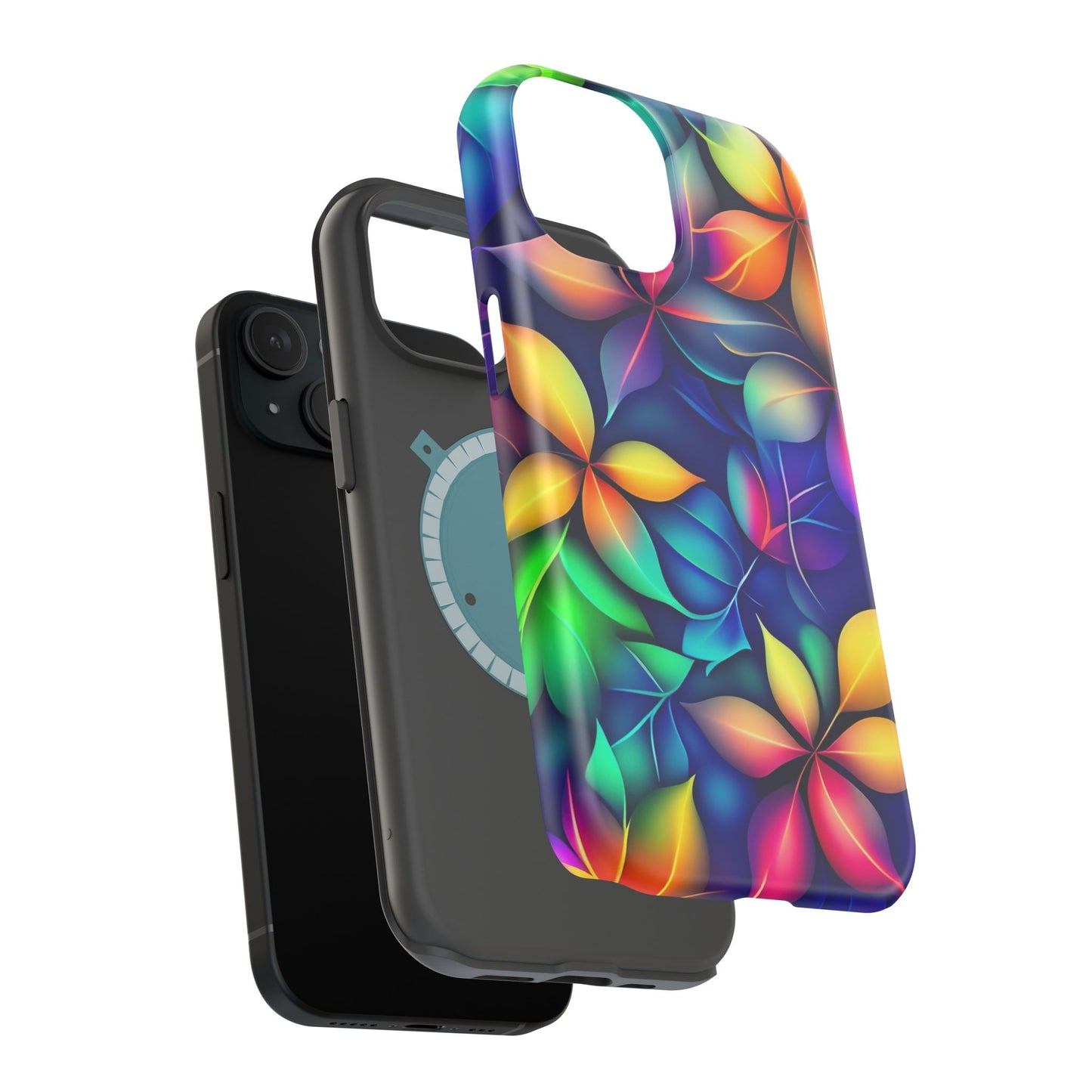 Floral Prism Magnetic Impact-Resistant Phone Case — Colorful Gradient Petal Design