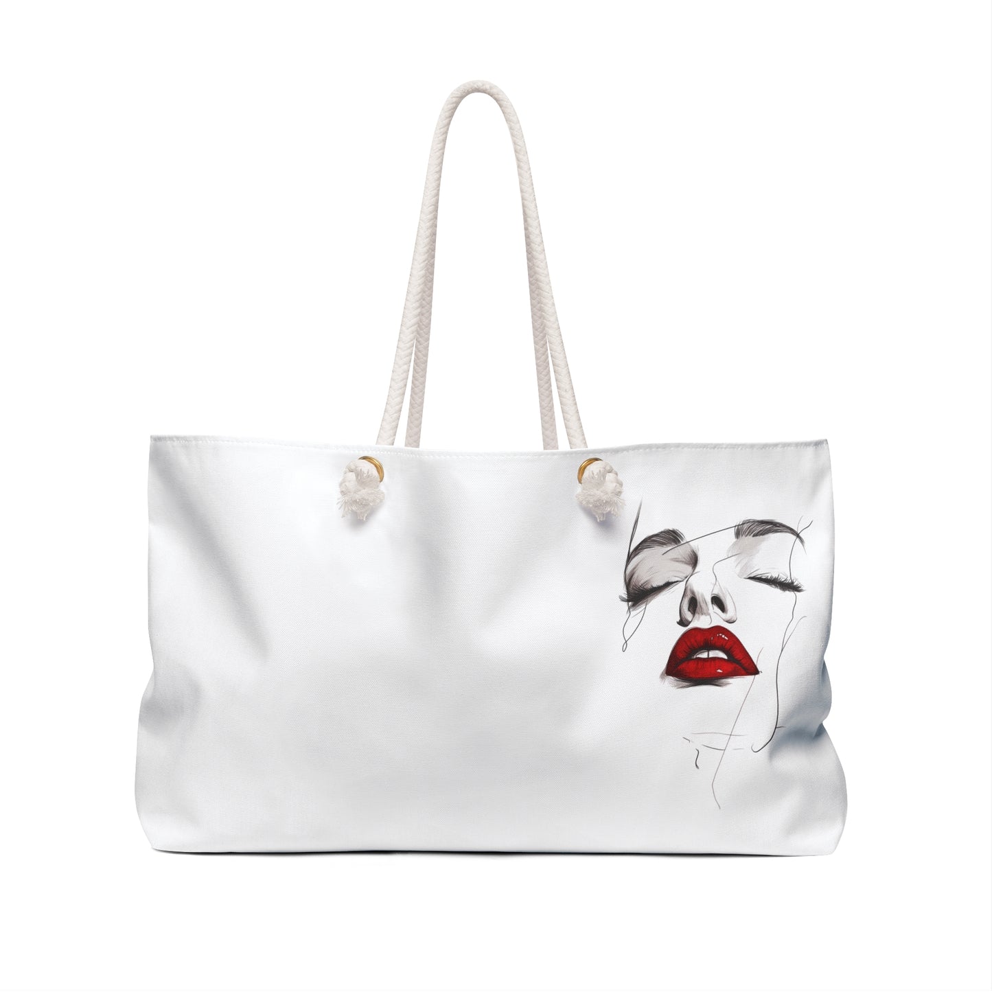 Chic Weekender Bag with Bold Lip Art, Stylish Tote for Travel, Gym, Beach, Weekend Getaways, Perfect Gift for Fashion Lovers