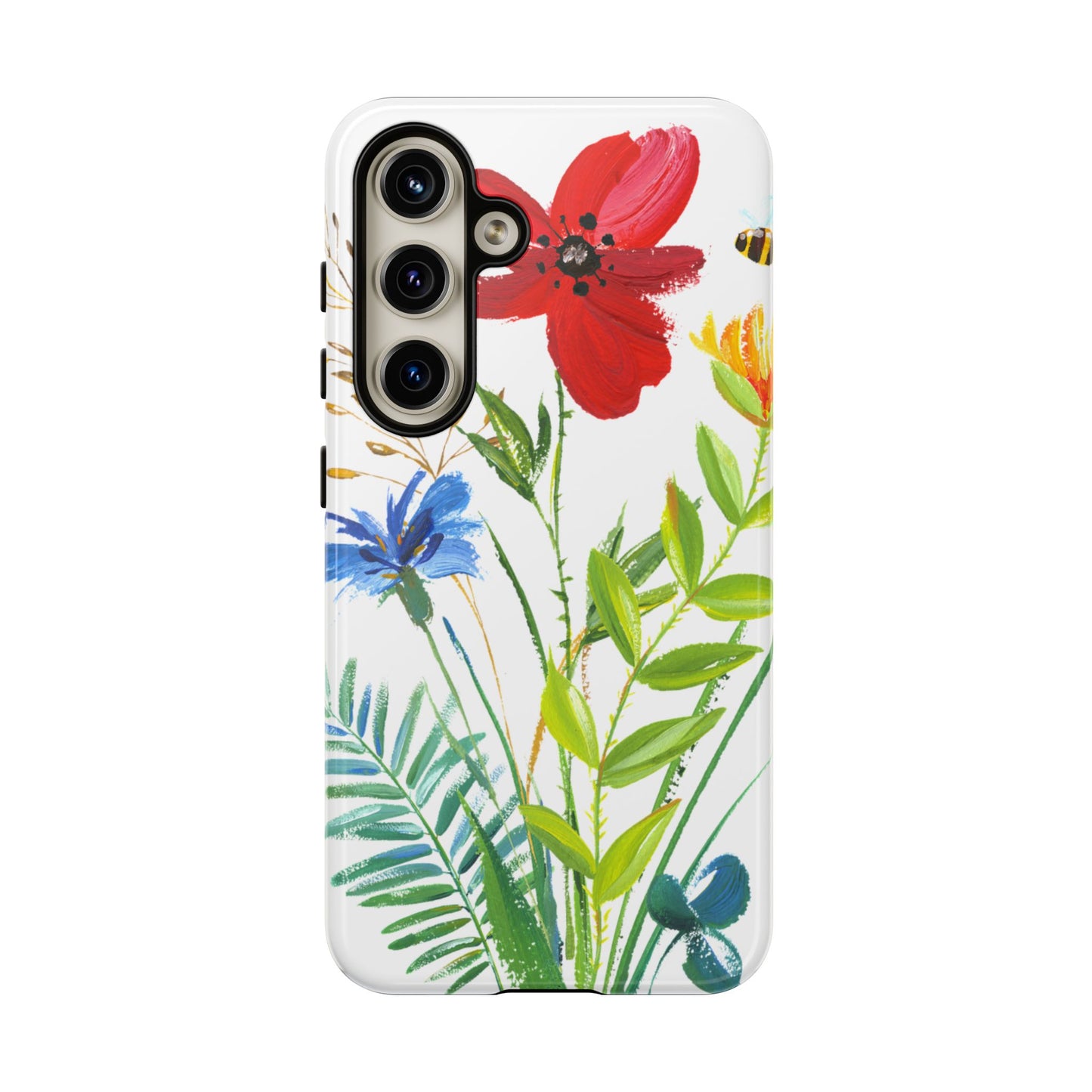 Floral Watercolor Tough Phone Case — Wildflower Bouquet Protective Cover
