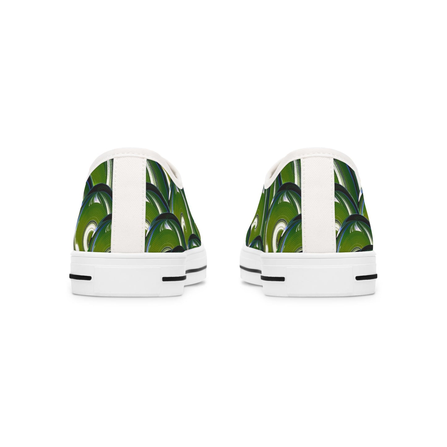 Green Bubble Pattern Women's Low Top Sneakers — Retro Abstract Tennis Shoes