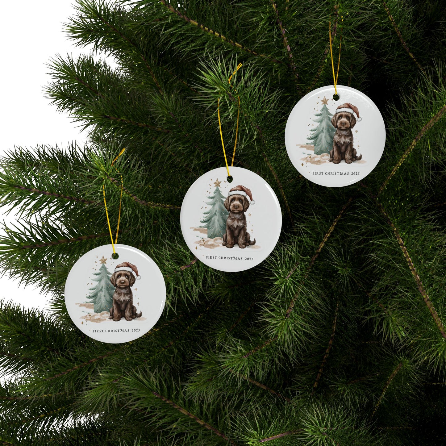 Personalized Ceramic Ornaments, Dog Lover Holiday Decor, First Christmas Keepsakes, Pet Gifts, Christmas Tree Ornaments, 2-Side Print