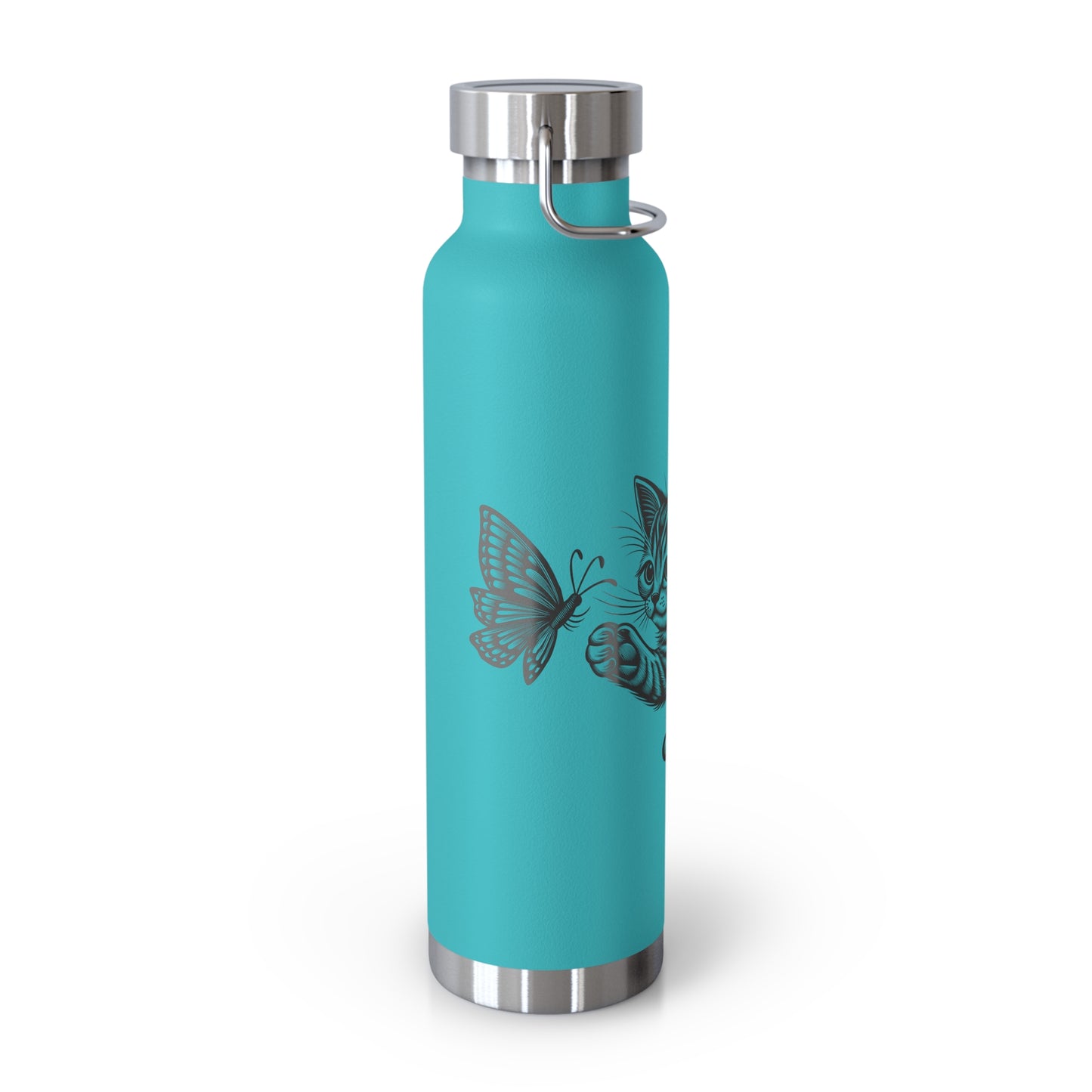 Cat and Butterfly Insulated Water Bottle -  22oz insulated bottle
