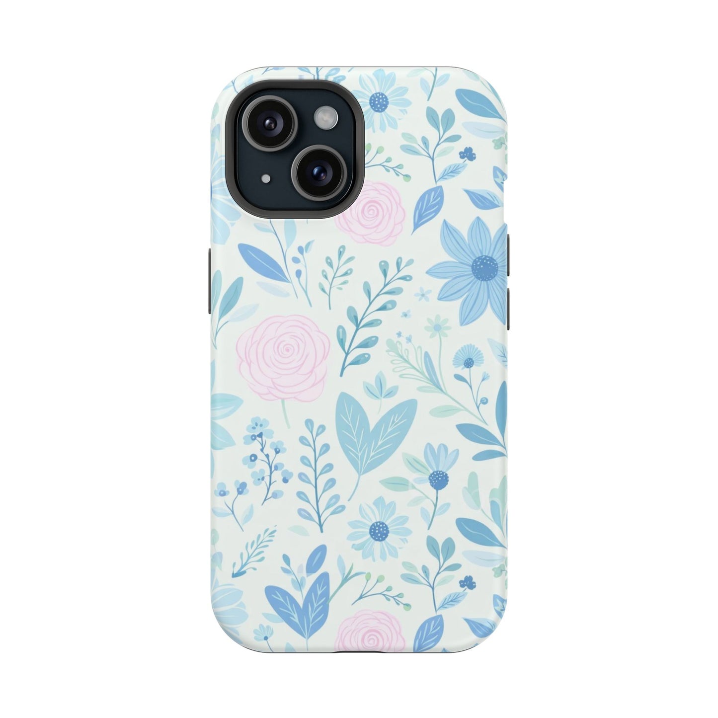Floral Pastel Magnetic Impact Phone Case — Blue & Pink Botanical Design