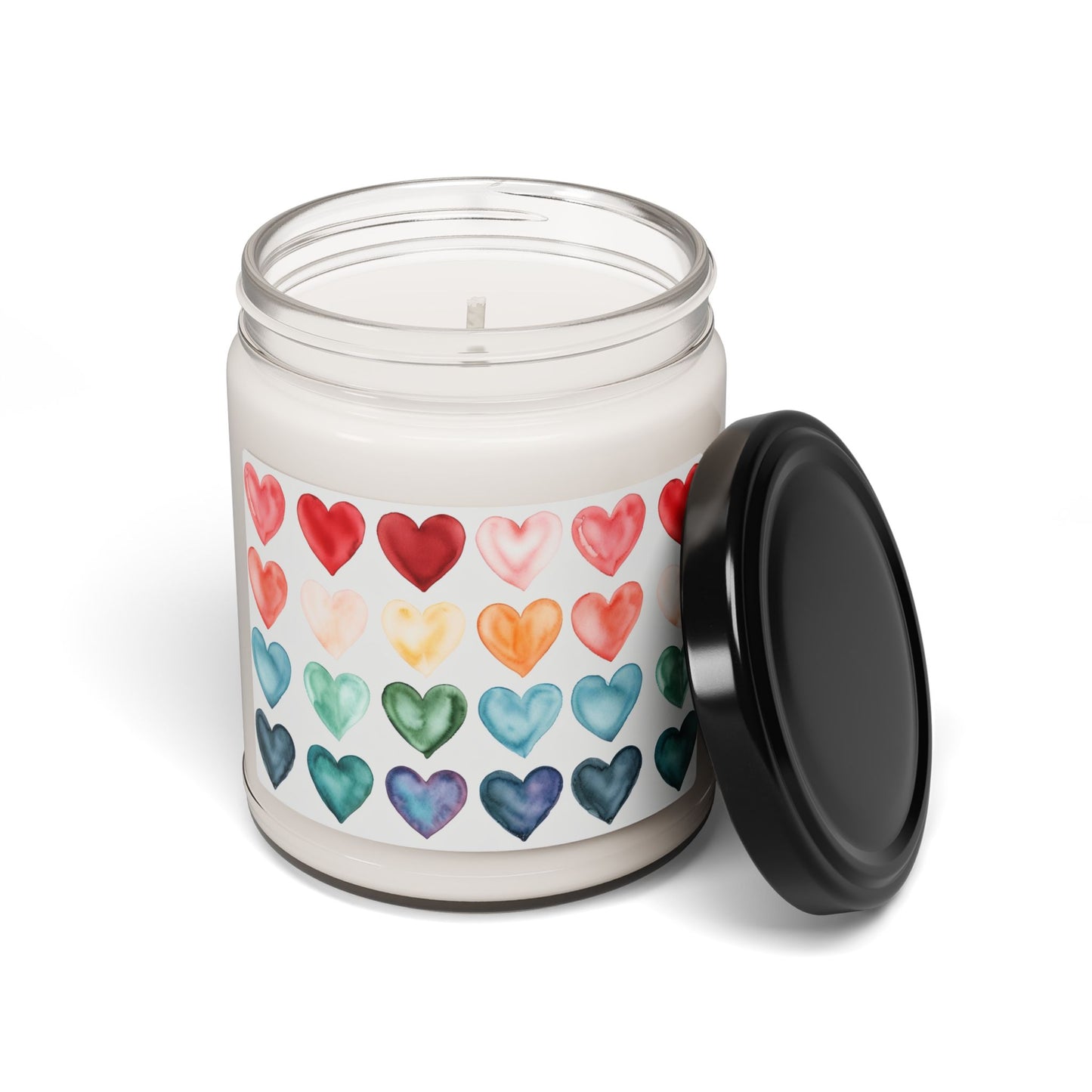 9oz Scented Soy Candle — Rainbow Watercolor Hearts Label