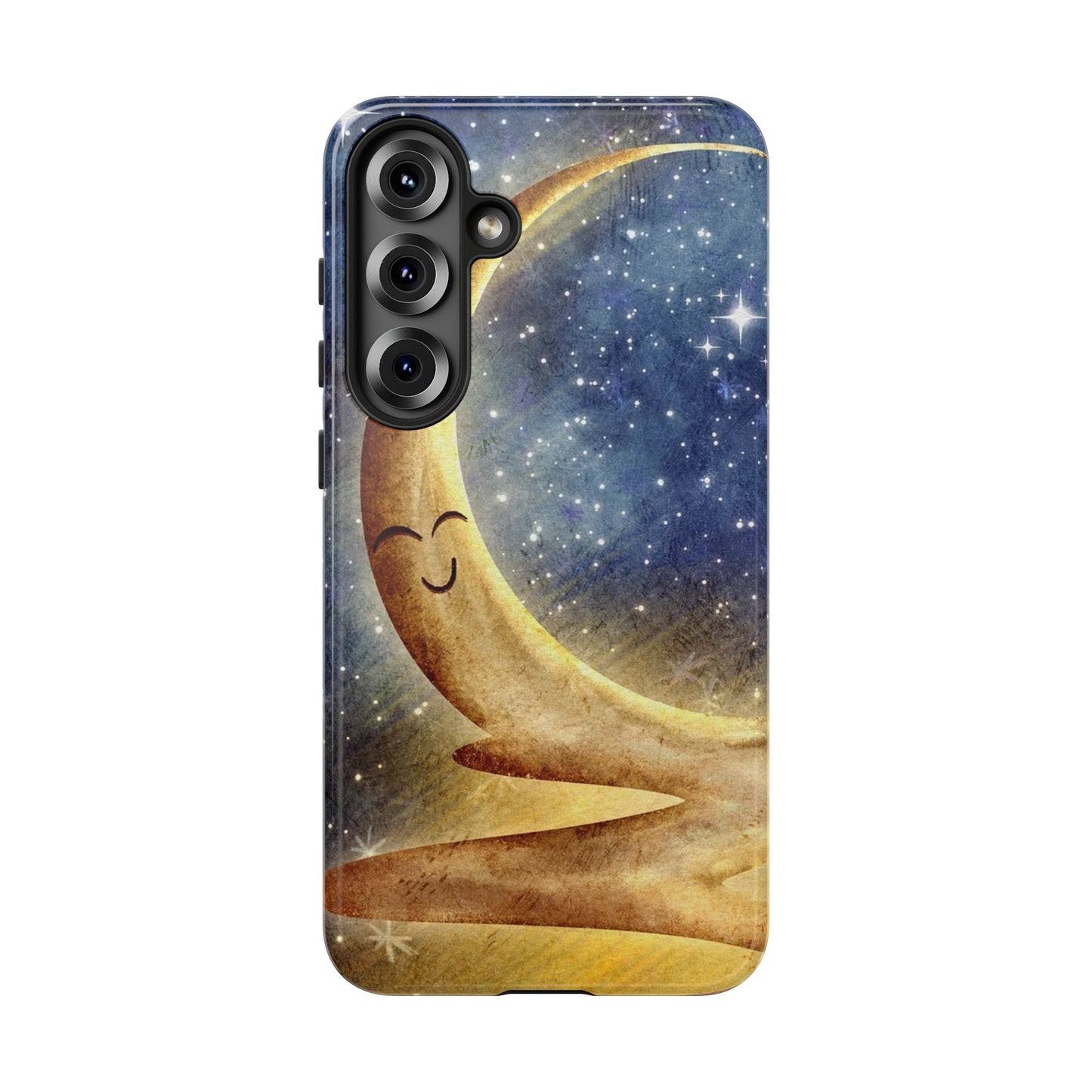 Moonlit Smile Phone Case — Starry Night Crescent Moon iPhone Cover