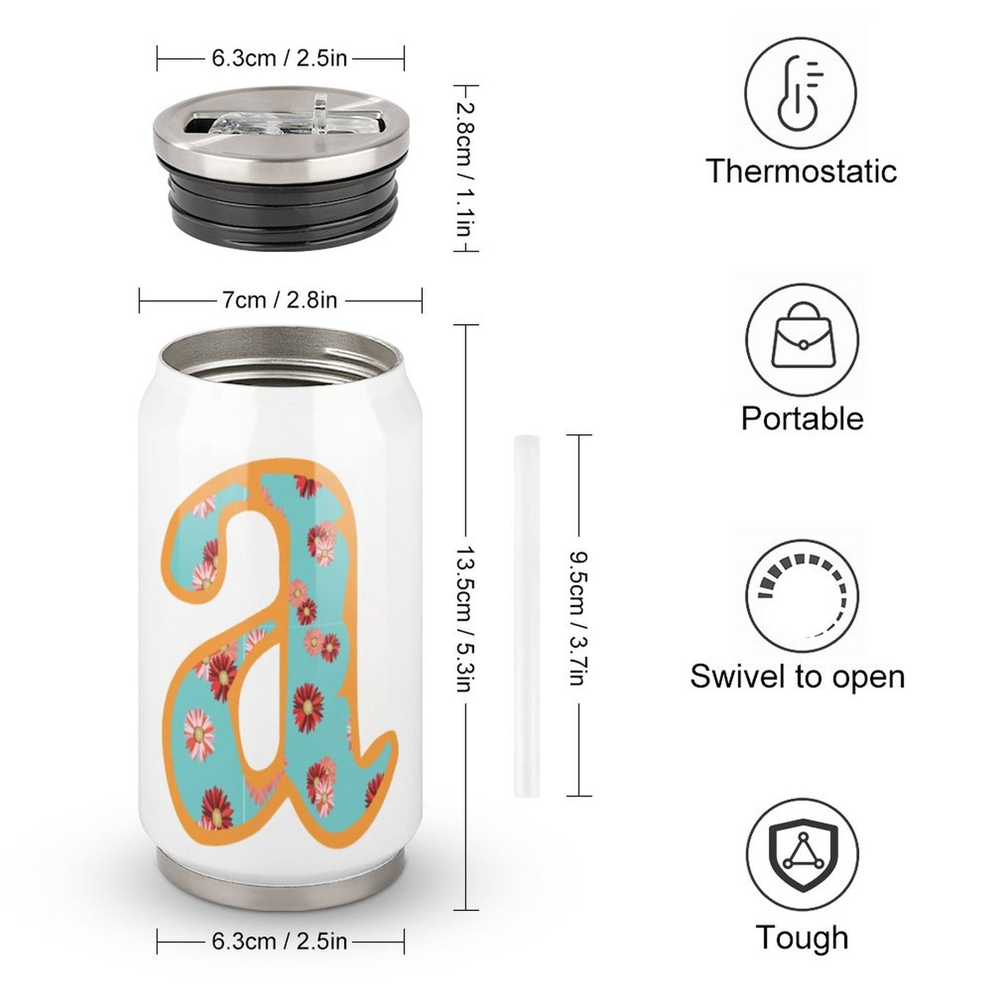Stainless Steel Tumbler with Straw